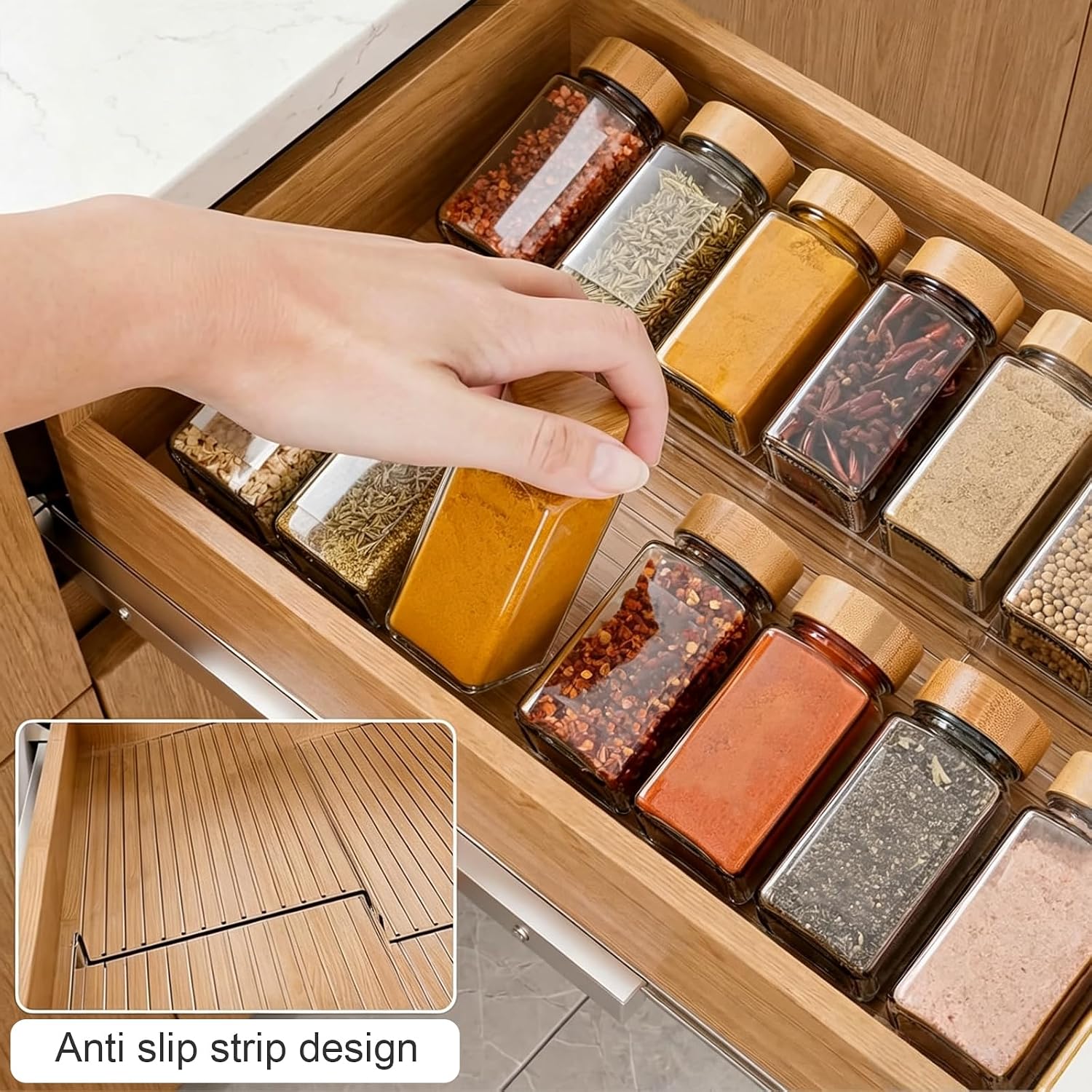 16 Pack Acrylic Drawer Spice Organizer, Expandable From 11''-22''