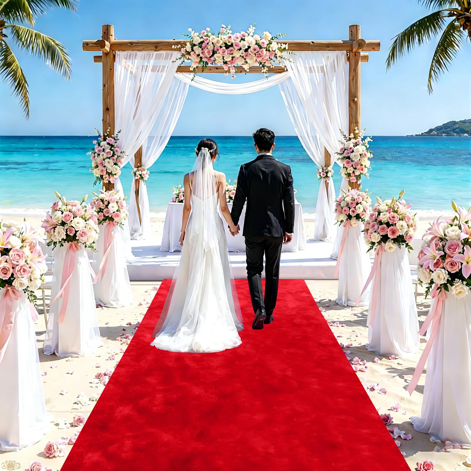 FUHSY Aisle Runner for Wedding Ceremony Red Carpet Aisle Runner 5x20 FT Velvet Carpet Runner Rug for Birthday Party Wedding Floor Runner Wedding for Outside Grass Walkway Wedding Aisle Decorations