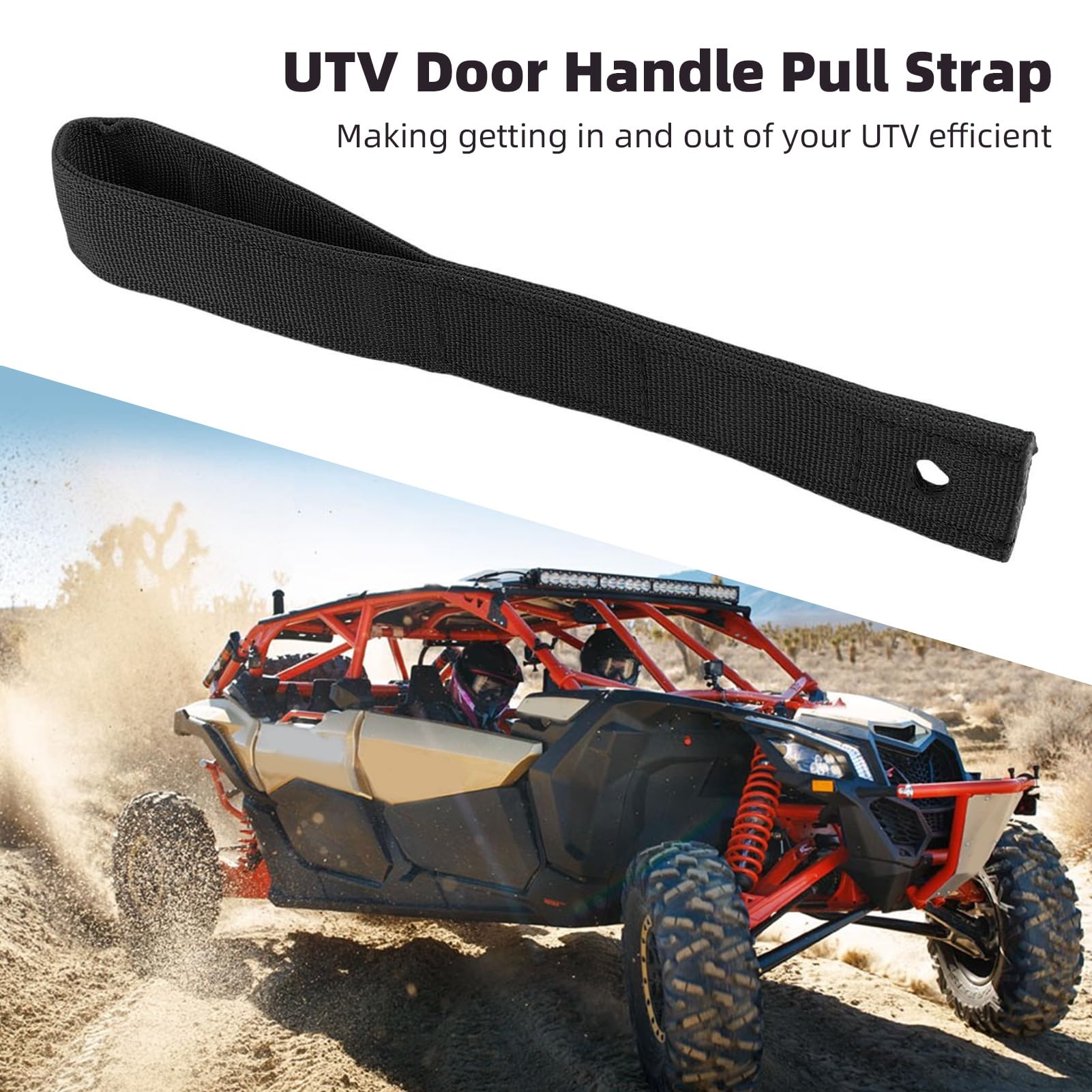 Horaire de Porte UTV Kit de Sangle de Traction, Noir 7,4 Poignées de Porte, Matériel, Poignées de Traction de Porte de Garage pour Maverick X3 X3 2017 à 2025, Tissu Oxford, Accès