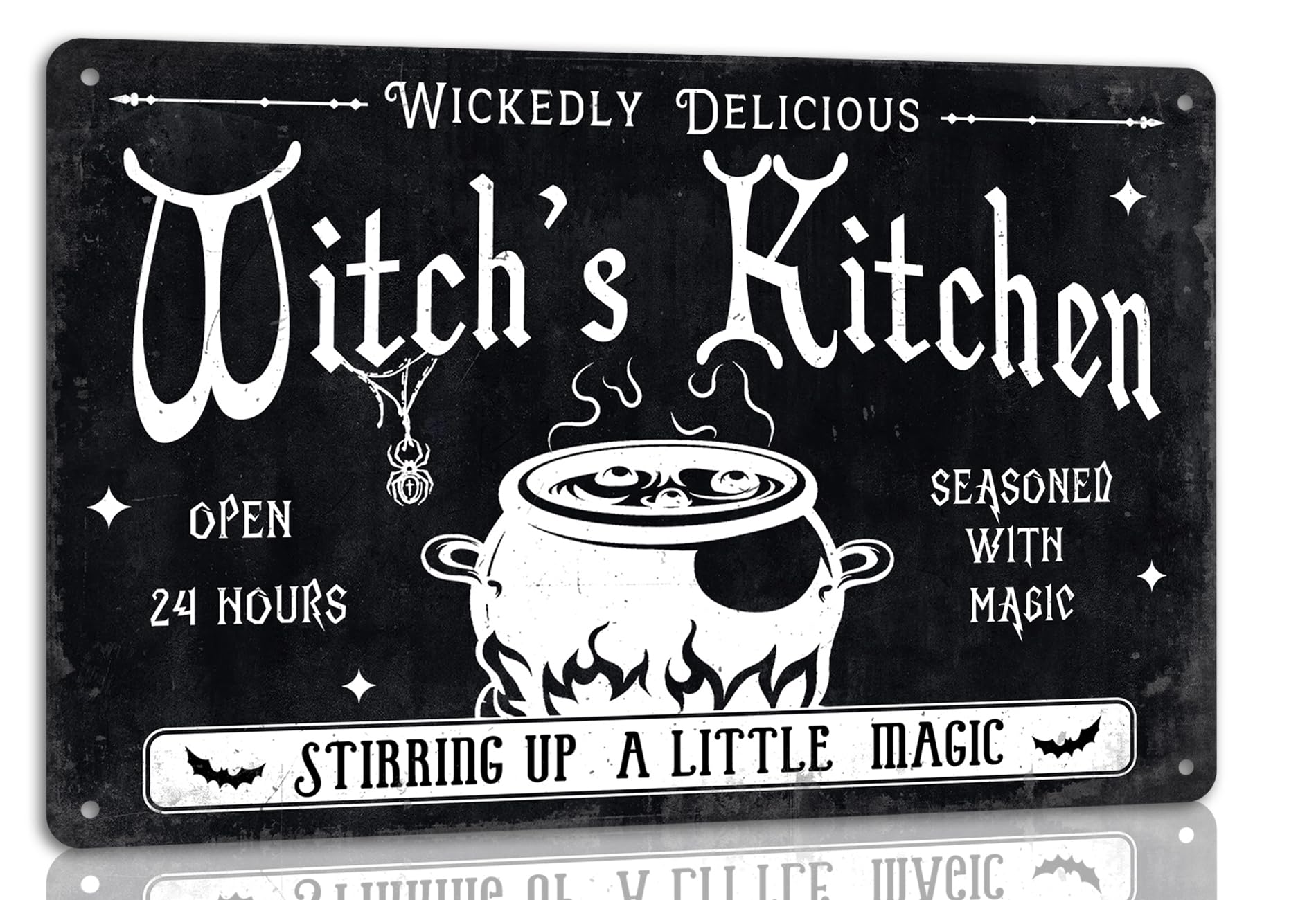 SMAZDFXX Witch's Kitchen Halloween Metal Tin Sign Vintage Design Indoor/Outdoor Decoration for Farmhouse Halloween Home Cafes Kitchen Wall Decor 12"x16"