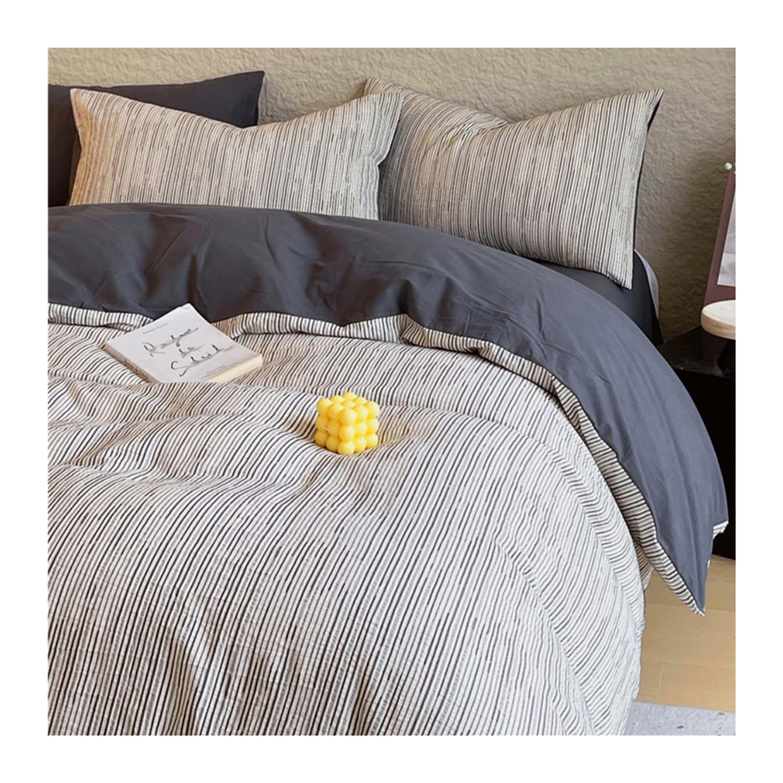 Housse de couette avec fermeture éclair en coton lavable et réversible