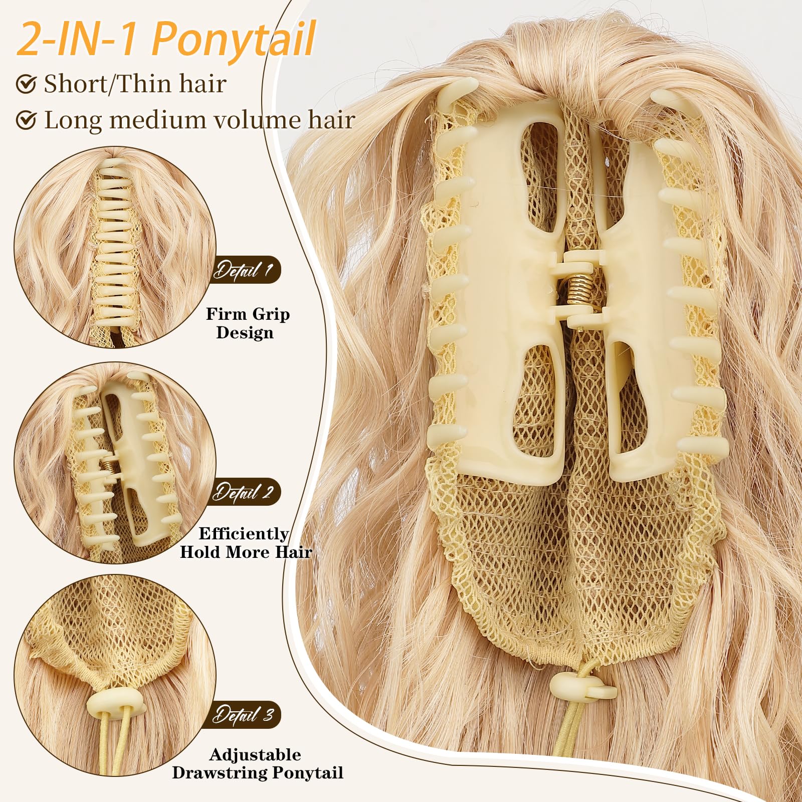 ORSUNCER Synthetic Claw Clip Ponytail Hair Extension