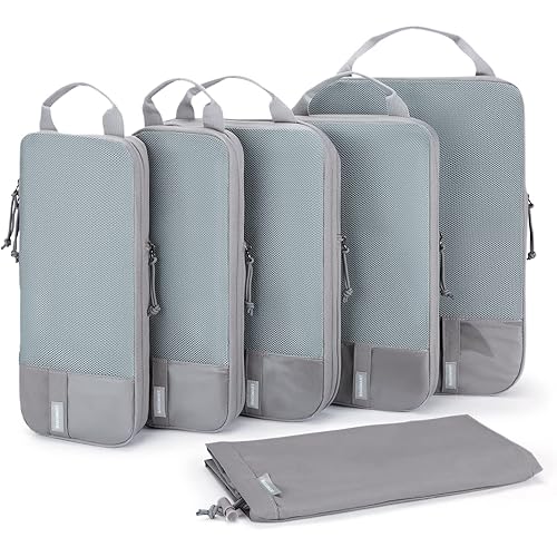 BAGSMART 6 Set Compression Packing Cubes - Lightweight Travel Essentials, Durable Luggage Organizer