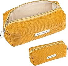 Deepton Mäppchen Cord-Stoff, Federmäppchen Milchig Gelb für Mädchen Teenager, Federtasche Stiftetasche Stiftemappe Pencil Case Schulmäppchen für Schule, Büro - Gelb