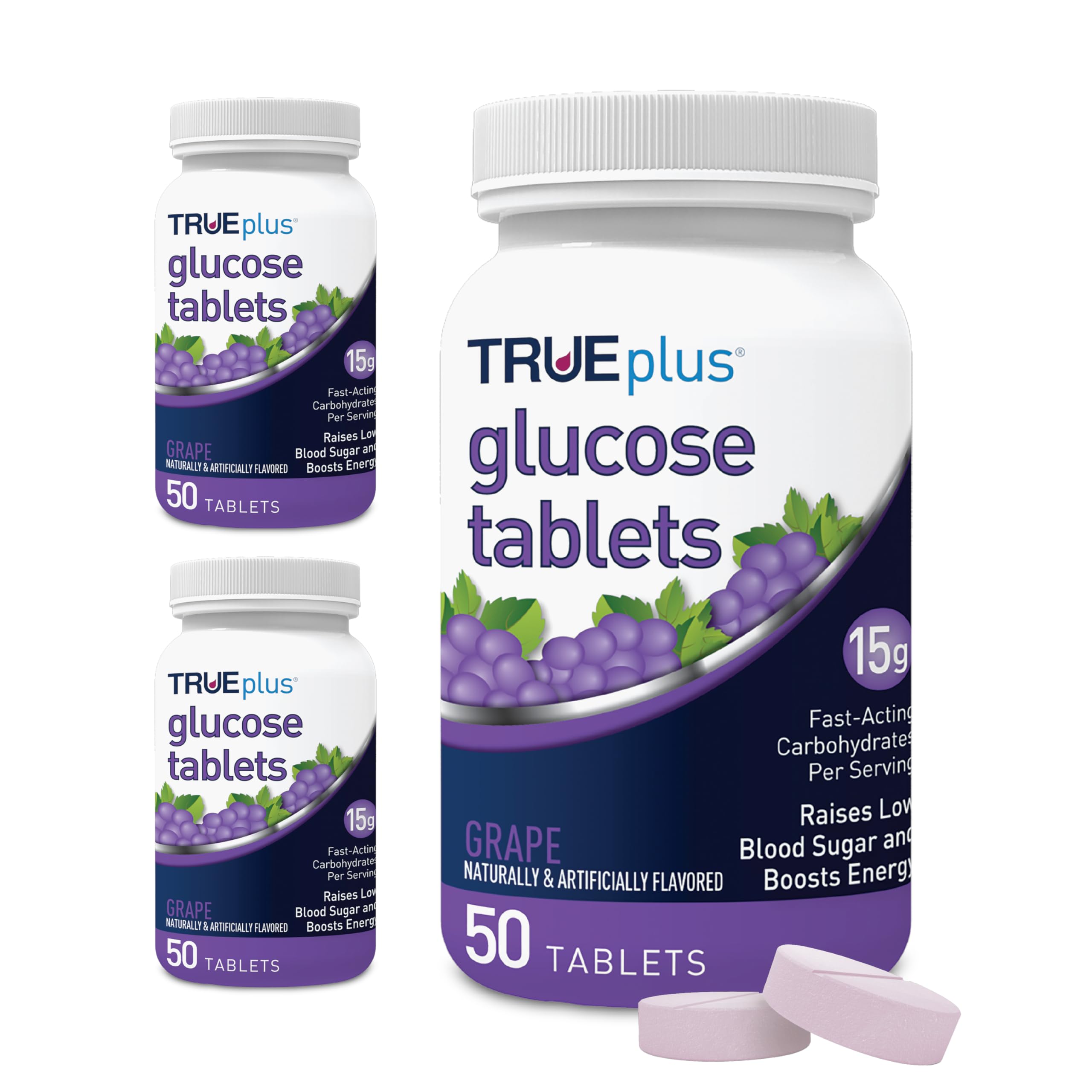 TRUEplus® Glucose Tablets, Grape Flavor - 50ct Bottle