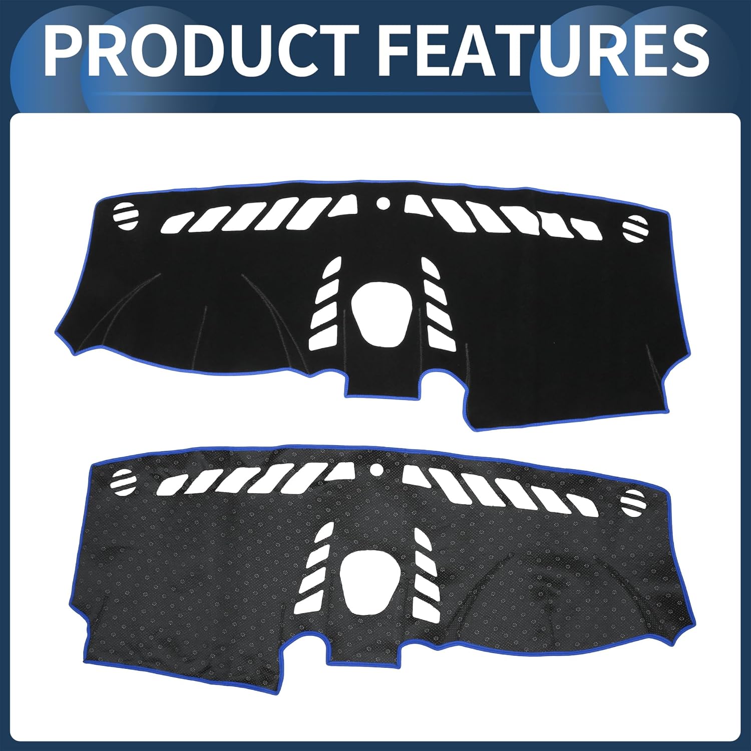 Dash Cover, Center Console Non-Slip Dashboard Carpet Mat for Porsche Cayenne 2011-2015 High Configuration Polyester Black Blue,1Pc