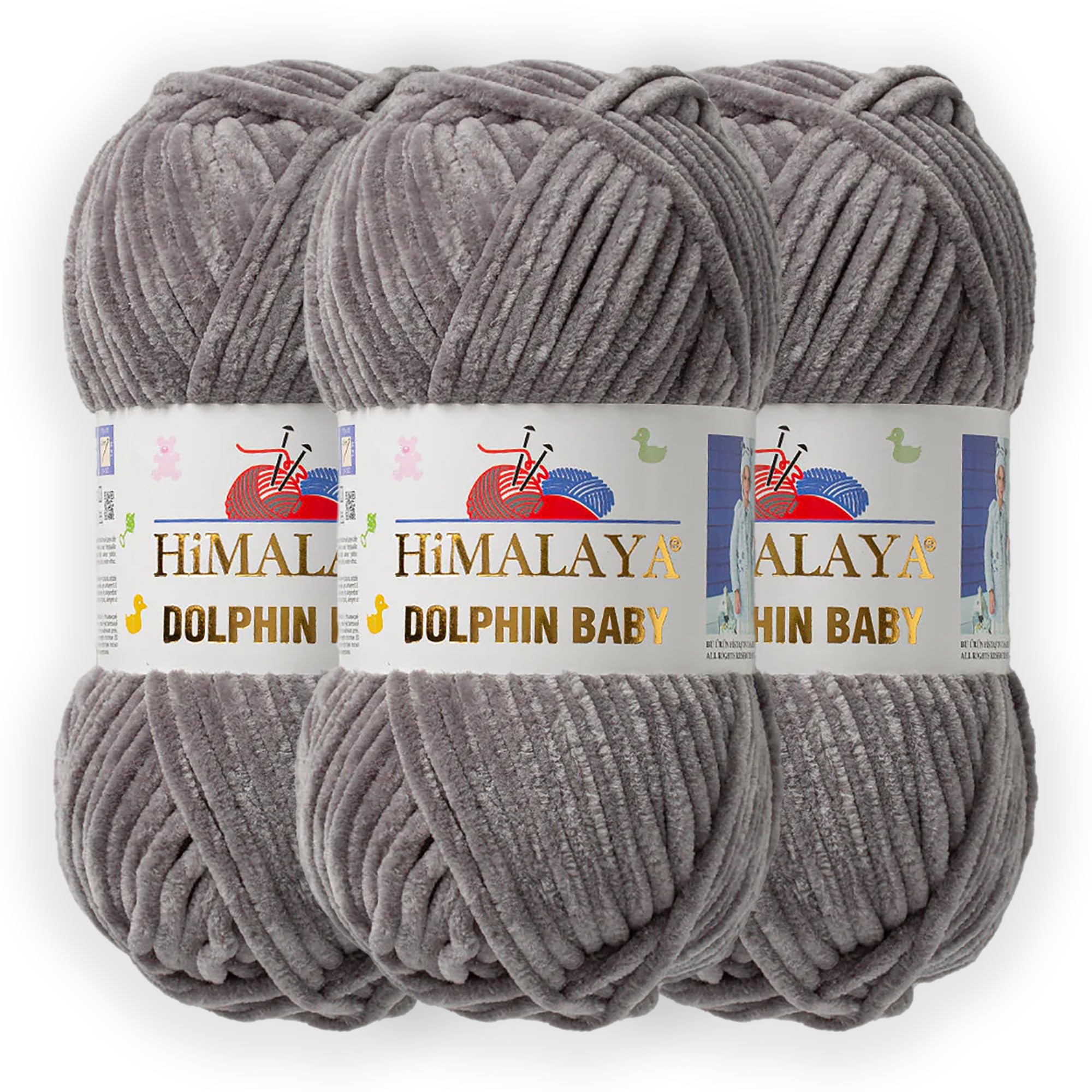 3 Skein/Pack Himalaya Dolphin Baby Chenille Yarn, Each Ball 100 gr (3.5 oz), 120 m (132 Yards), 100% Polyester, Super Bulky Baby Blanket Velvet