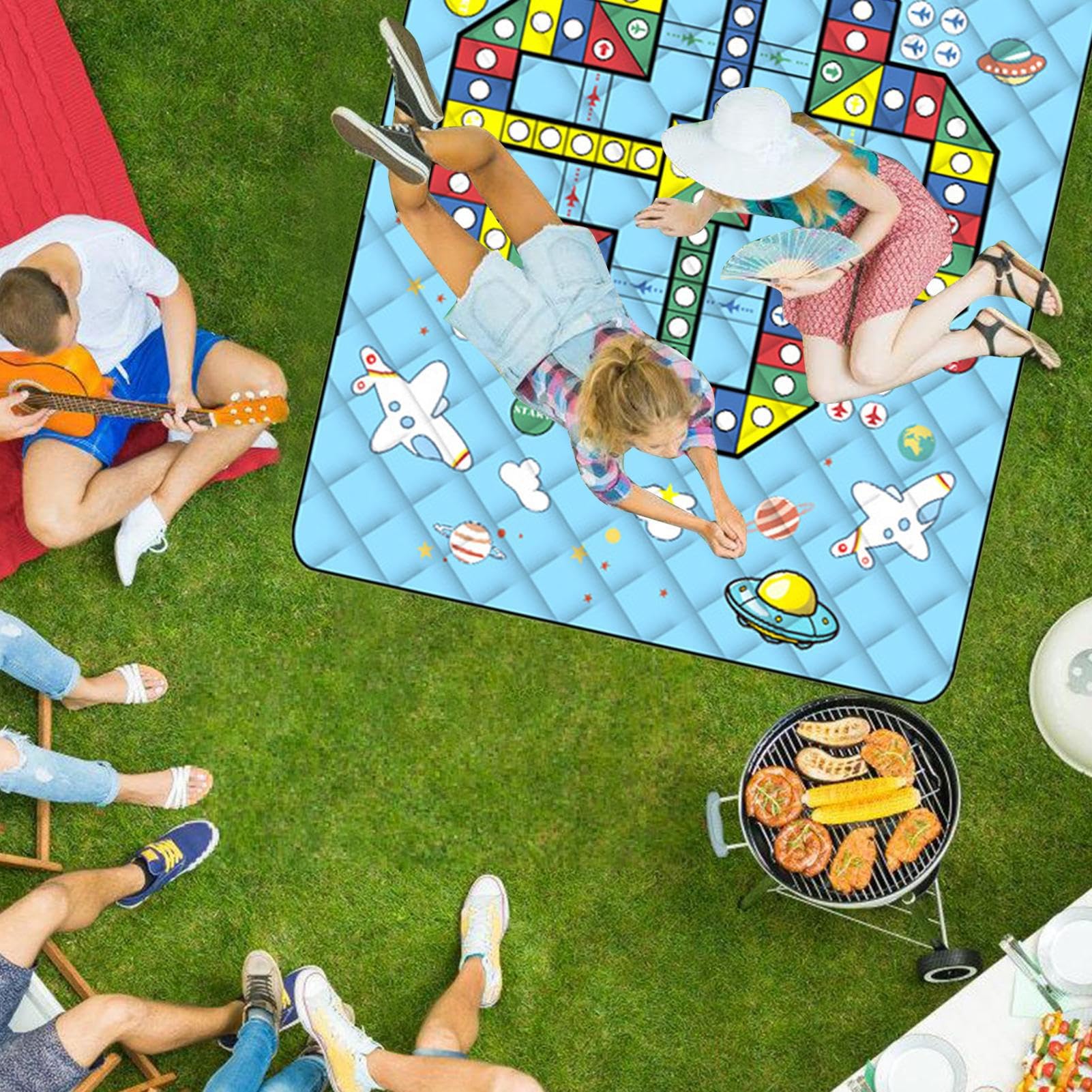 Tappetino Impermeabile da Coperta Da Picnic Esterna Con Pezzi Degli Scacchi | Portatile 3 Leggero Pieghevole Da Tavolo Per Famiglie Per Campeggio Spiaggia Prato