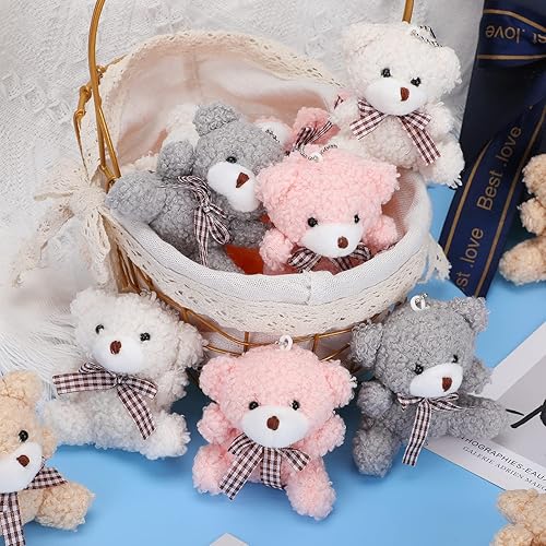 Miniatura 4 de Zomiboo 12 piezas de mini oso de peluche de 4 pulgadas a granel pequeños osos de felpa suaves y lindos, juguetes de peluche, regalos para llavero de