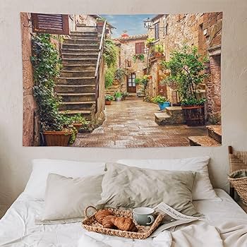 vintage tapestry 街 Amazon.com: ZhiRain Italian Tapestry Wall Hanging View of