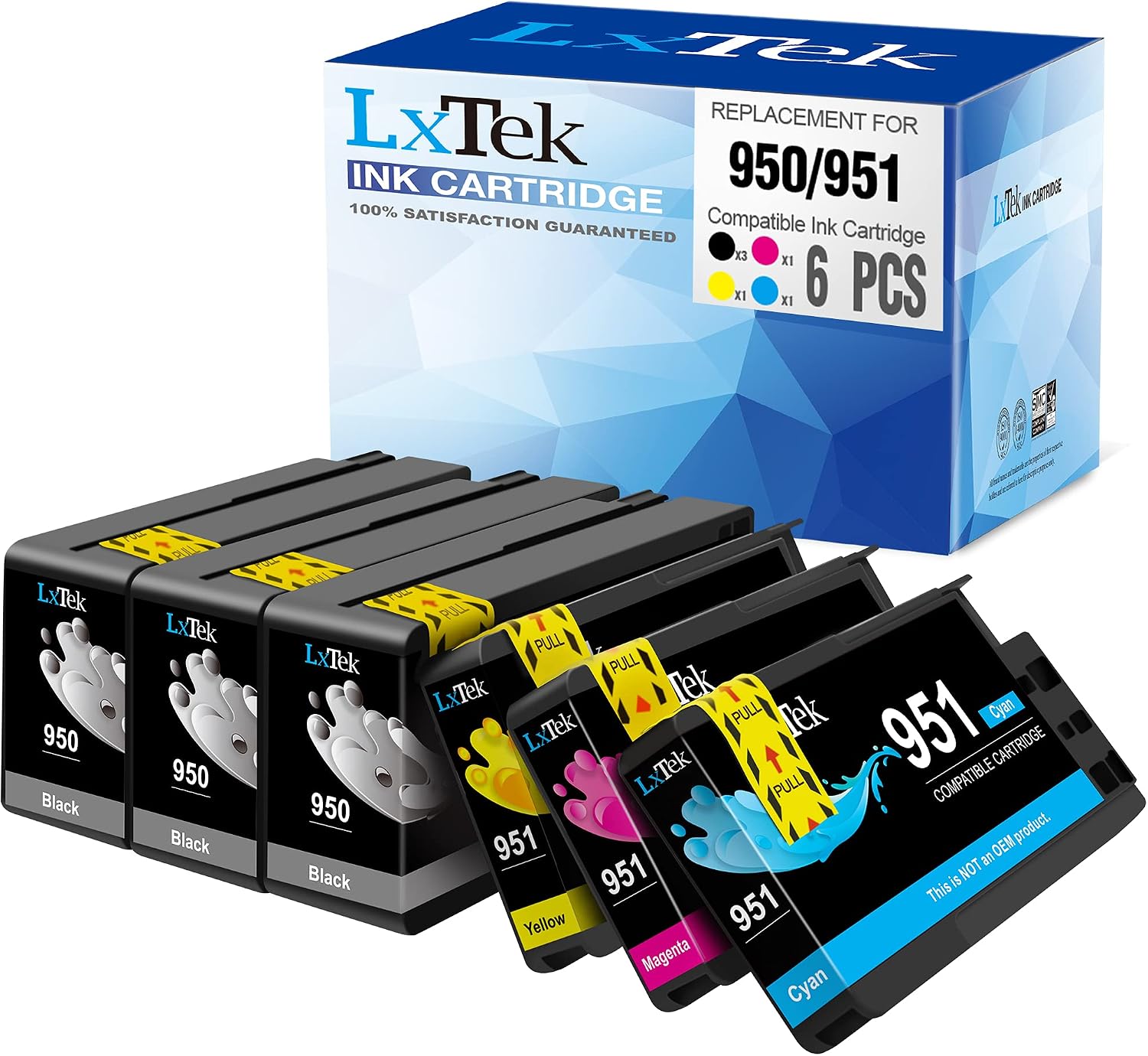 LxTek Compatible Ink Cartridges Replacement for HP 950 951 to use with OfficeJet PRO 8600 8610 8620 8630 8100 8625 (6 Pack)