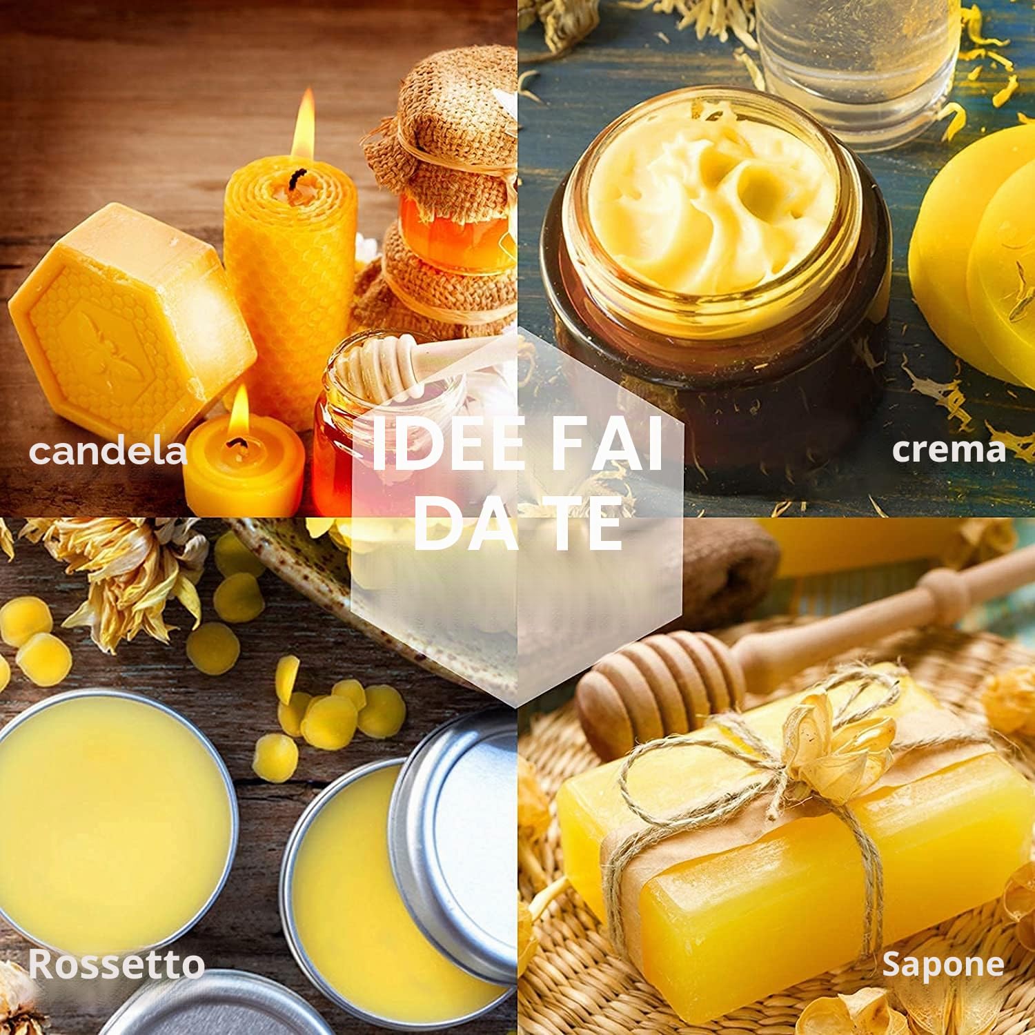1kg Pastiglie di cera d'api naturale, ideale per cosmetici, salviette di cera d'api o come cera per candele, imballaggio sostenibile