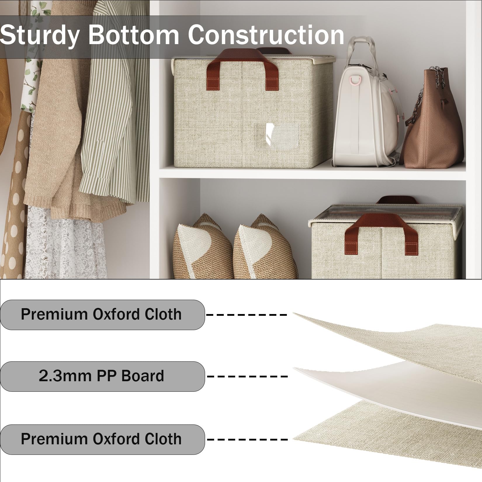 AARAINBOW Closet Clothes Storage Boxes 4 Pc, Fabric Stackable Shelf Organizer Bins - Image 4