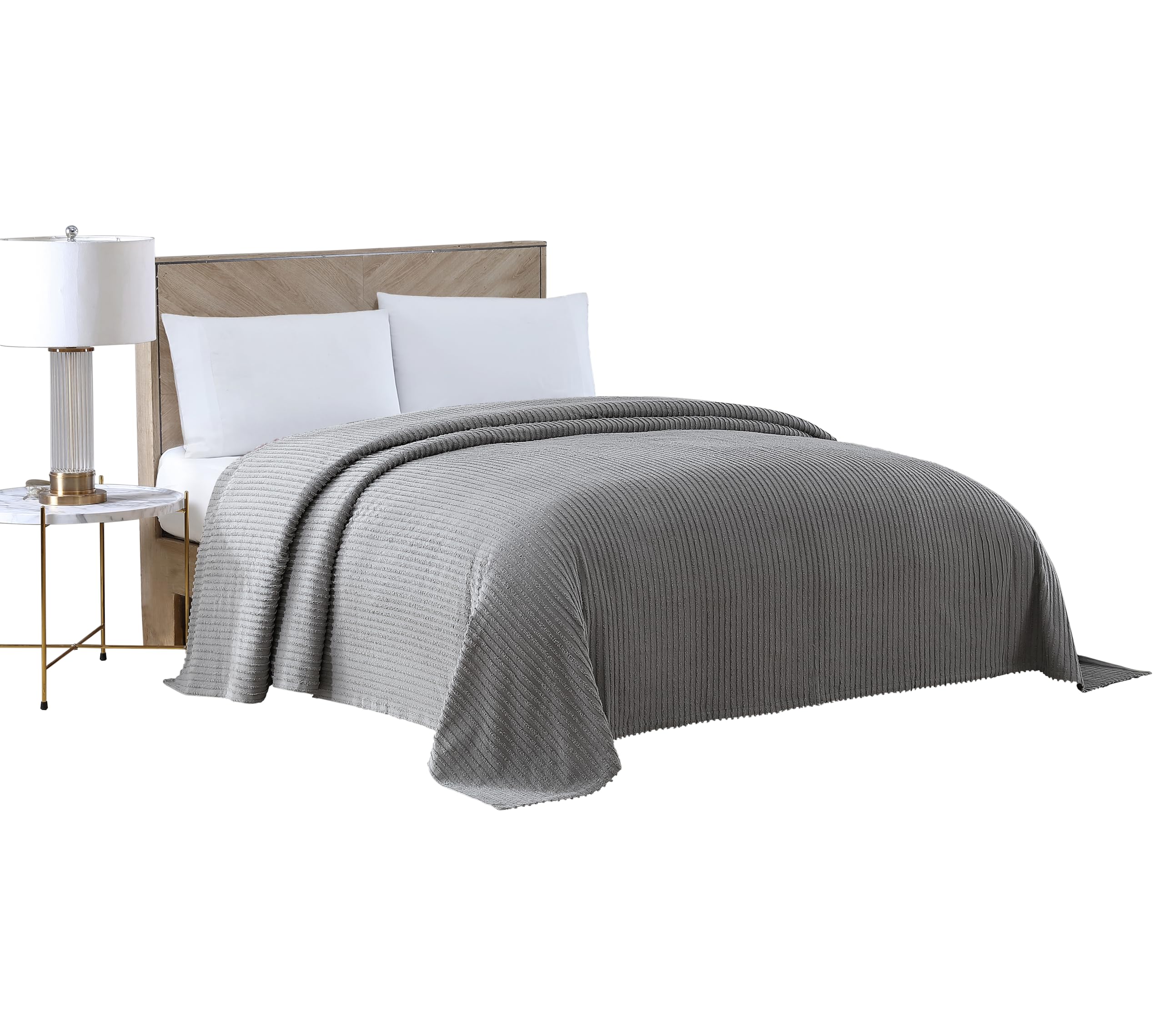 Beatrice Home Fashions Twin Channel Chenille Bedspread, Gray