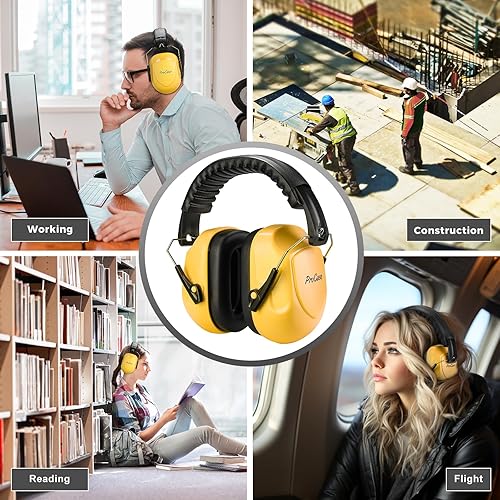 Vista 48 de ProCase - Orejeras de seguridad con protección auditiva NRR de 28 dB; para campos de tiro, podado de césped, construcción, carpintería, 1 - Azul puro