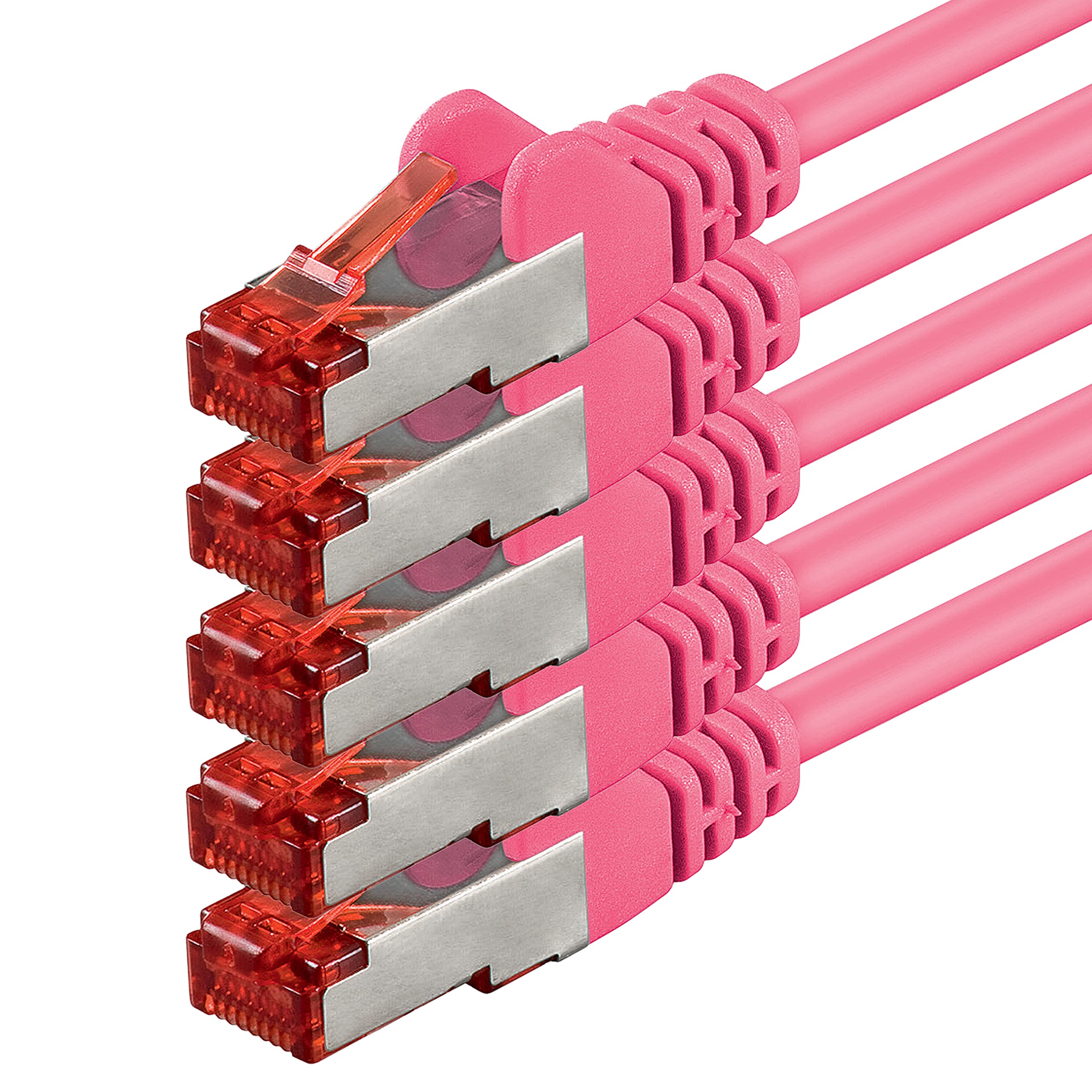 1aTTack.de 5x 0,25m - Cat 6 Netzwerk-Kabel Patch-Kabel Cat6 RJ45 SFTP - Magenta