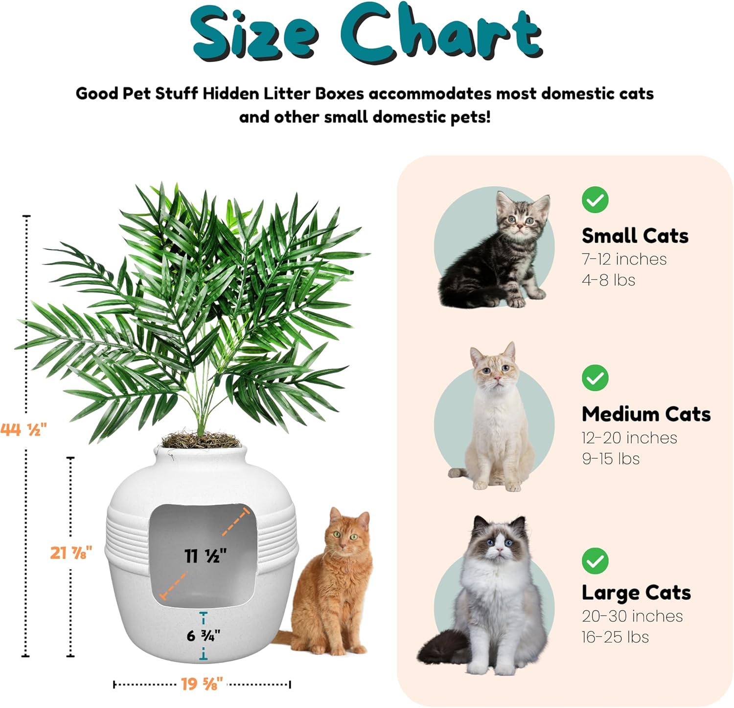 Good Pet Stuff Hidden Litter Box Planter, Decorative Cat Litter Enclosure with Carbon Filter, Artificial Plant, Easy Clean, Indoor Design, Original Round Style, Base Kit, White Birch