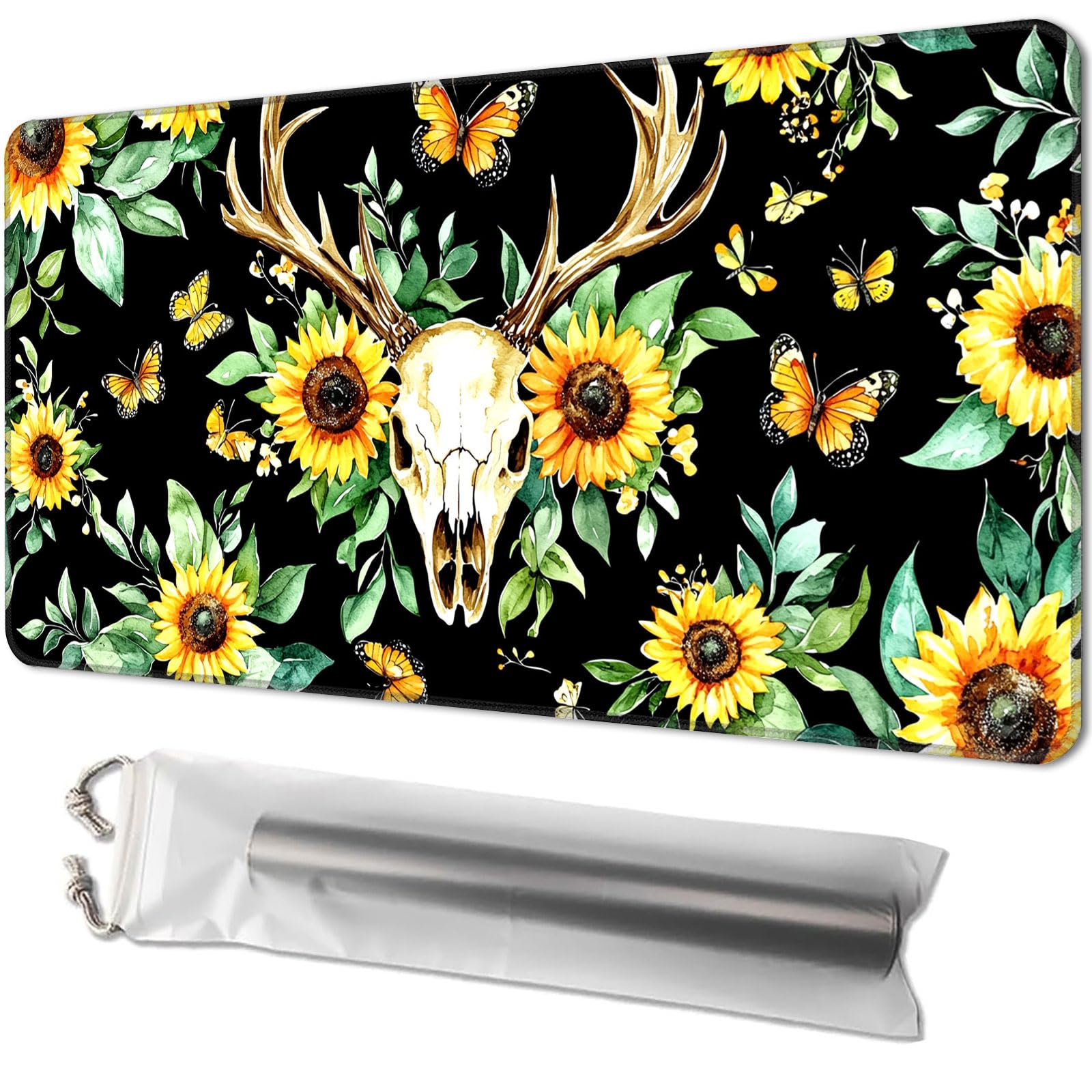 Playmat for TCG, with Free Storage Bags, Game Mat 24 x 14 inches, MTG and Board Game Mat for Cards, Ideal for Card Game Enthusiasts, Deer Skull