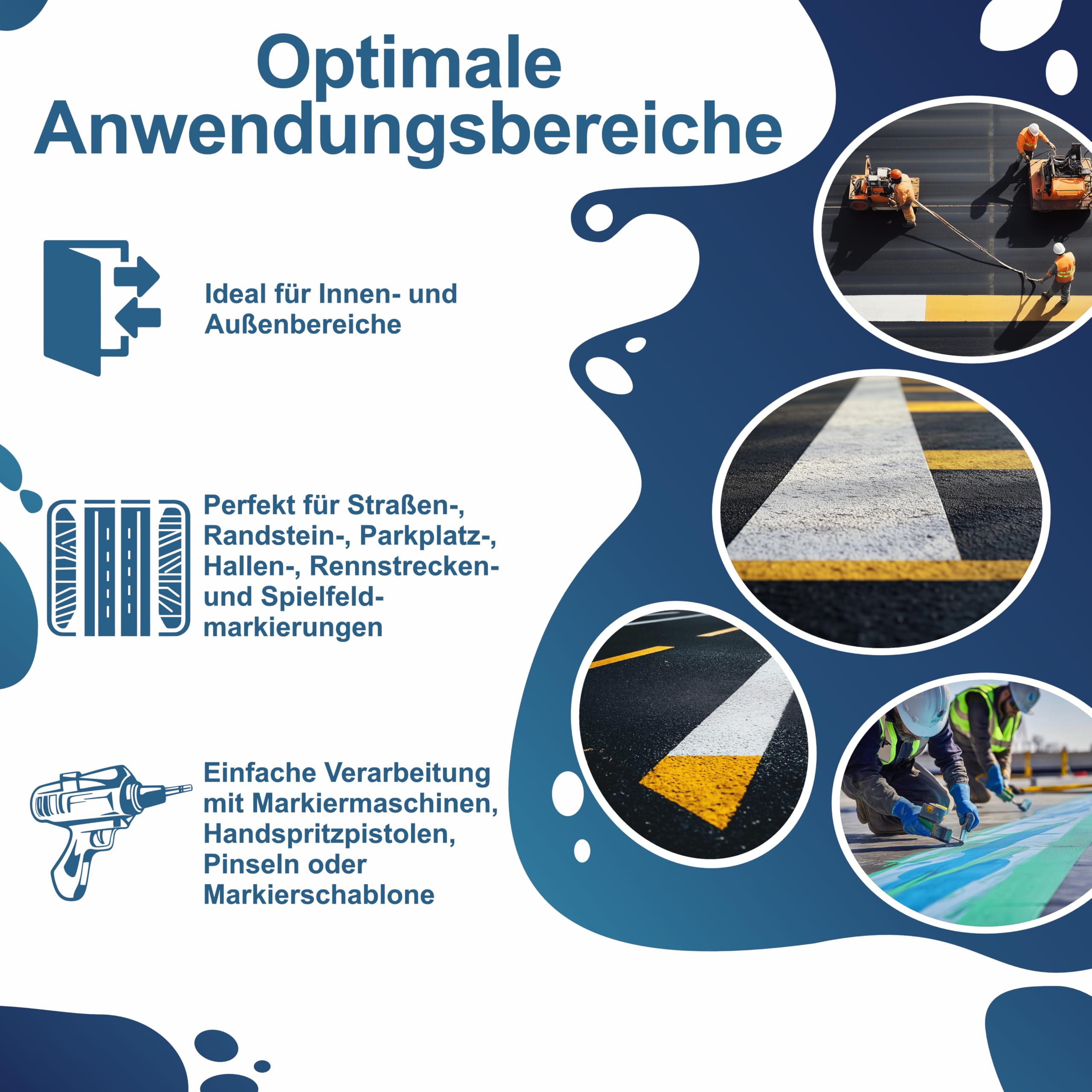Peinture de marquage sol Blanc 5L - Traçage routier chantier parking