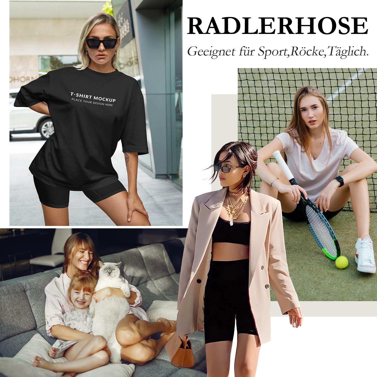 Yeblues Radlerhose Damen Kurz Hose,3er Pack Anti Scheuern Radlerhosen Shorts Damen Kurze Hosen für Kleid Kleider Rock,Nahtlos Hohe Taille Unterhose für Sommer Gym,Yoga,Radsport Sport