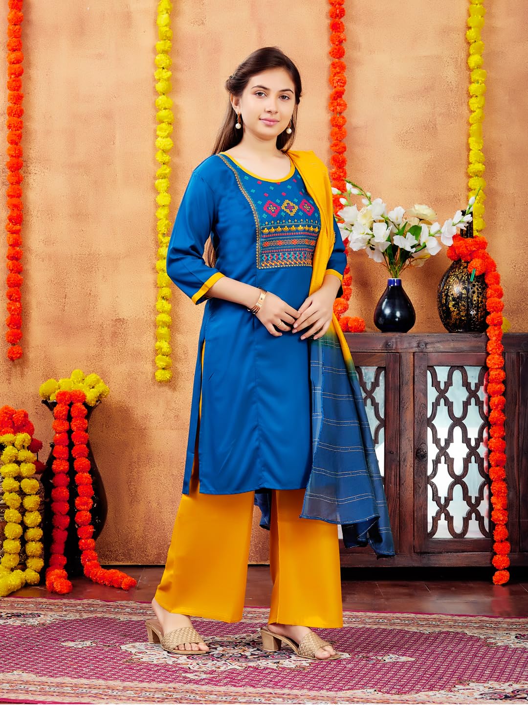 Aarika Girl's Cotton Regular Tunic Shirt (Kurti-H-3_Dark Green_34)