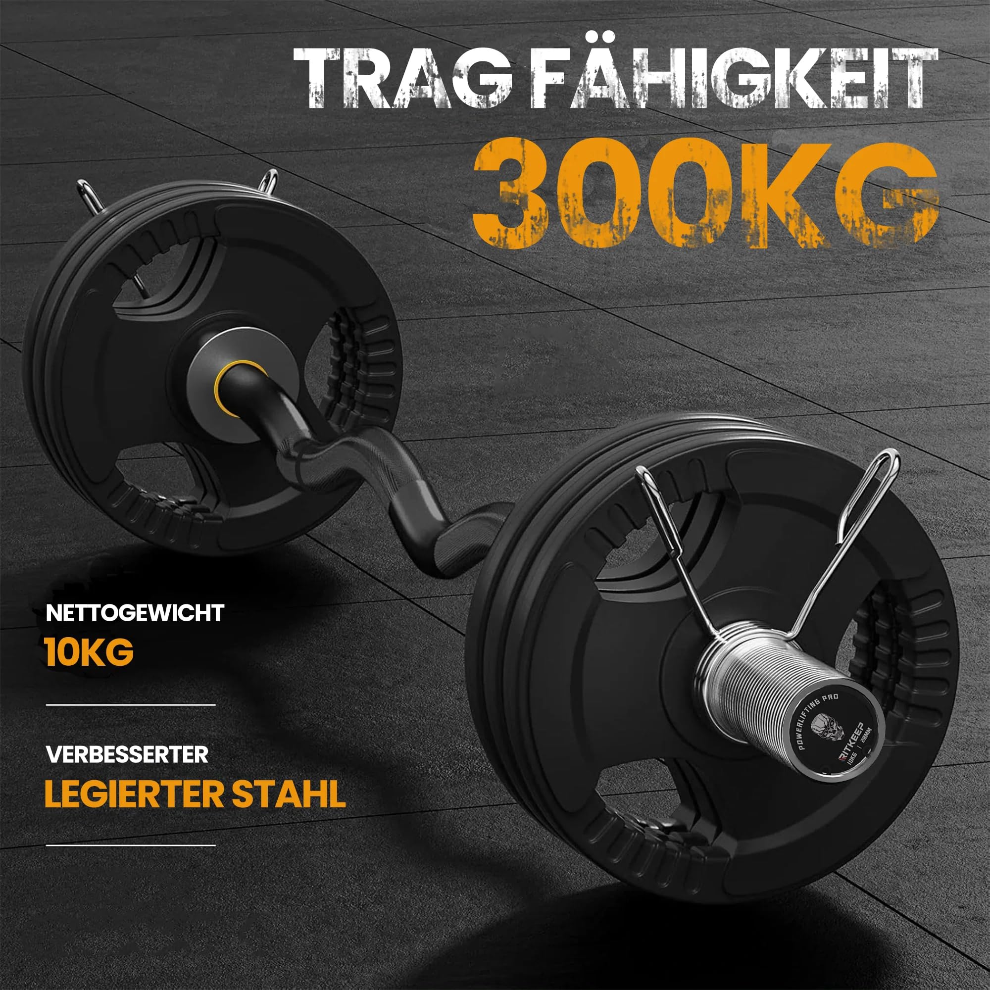 RitKeep 1,2 m Olympic EZ Curl Bar 300 kg Belastbarkeit für Armtraining