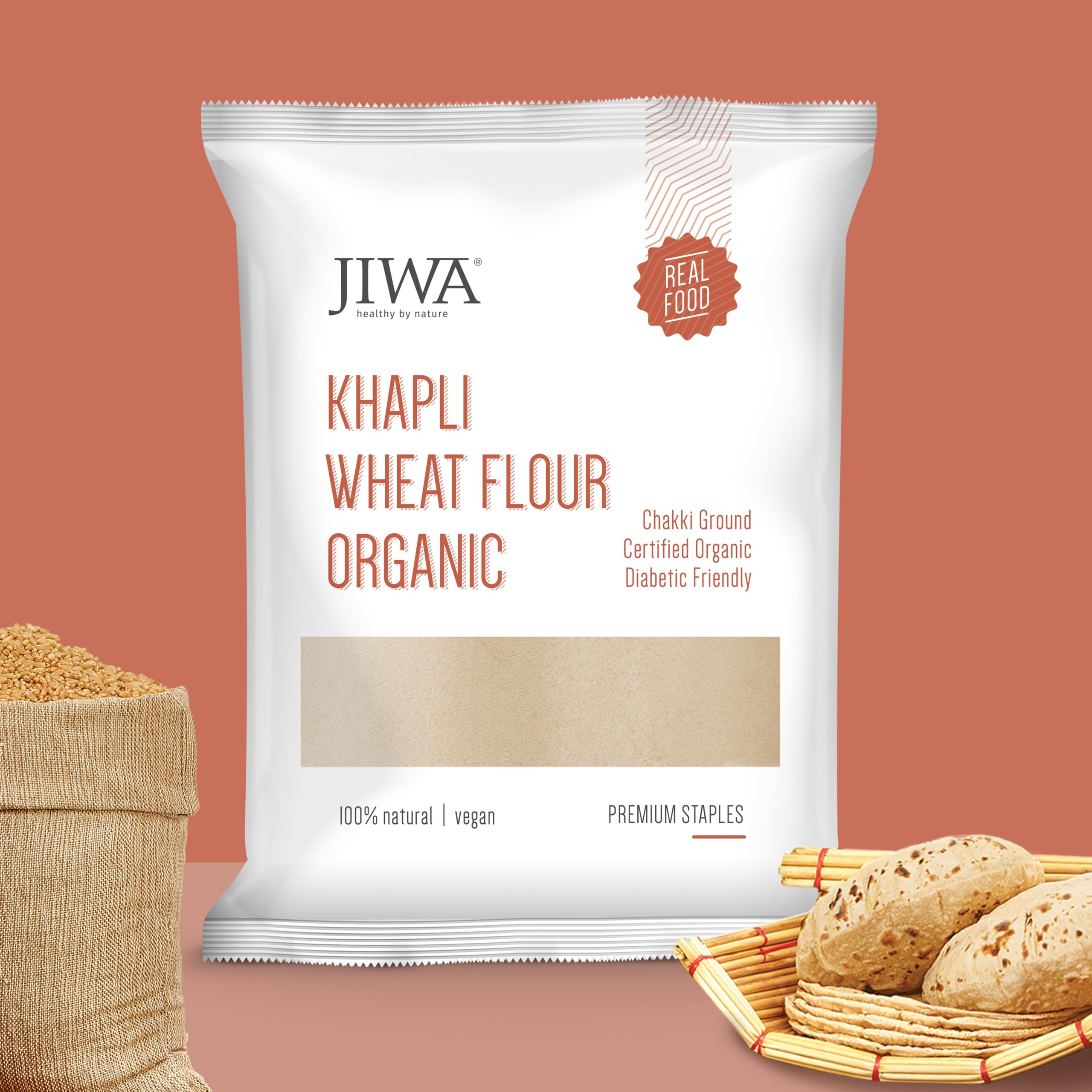 Jiwa Cold Pressed Organic Khapli Wheat Flour / Atta| Emmer Wheat Chakki Ground Flour | High In Fiber | Premium Whole Wheat Flour | Easy to Digest |Low Gluten Ancient Grain | Certified Organic Atta | 100% Natural | 1 kg (B0B1VKXTN8) Amazon Price History, Amazon Price Tracker