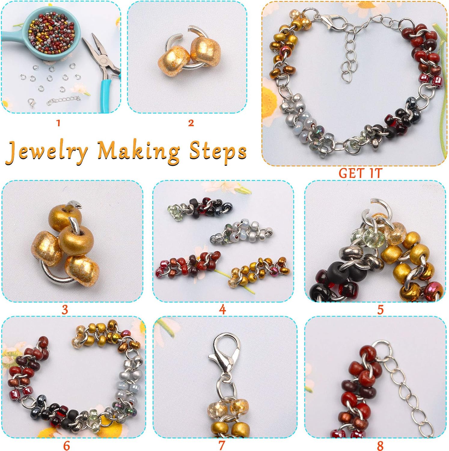 10000pcs Dark Silver Glass Seed Beads Bulk, 2mm 12/0 Tiny Small Waist Spacer Seed Beads for Bracelets, Necklace, Jewelry Making DIY Craft Projects with Tweezers - Image 4