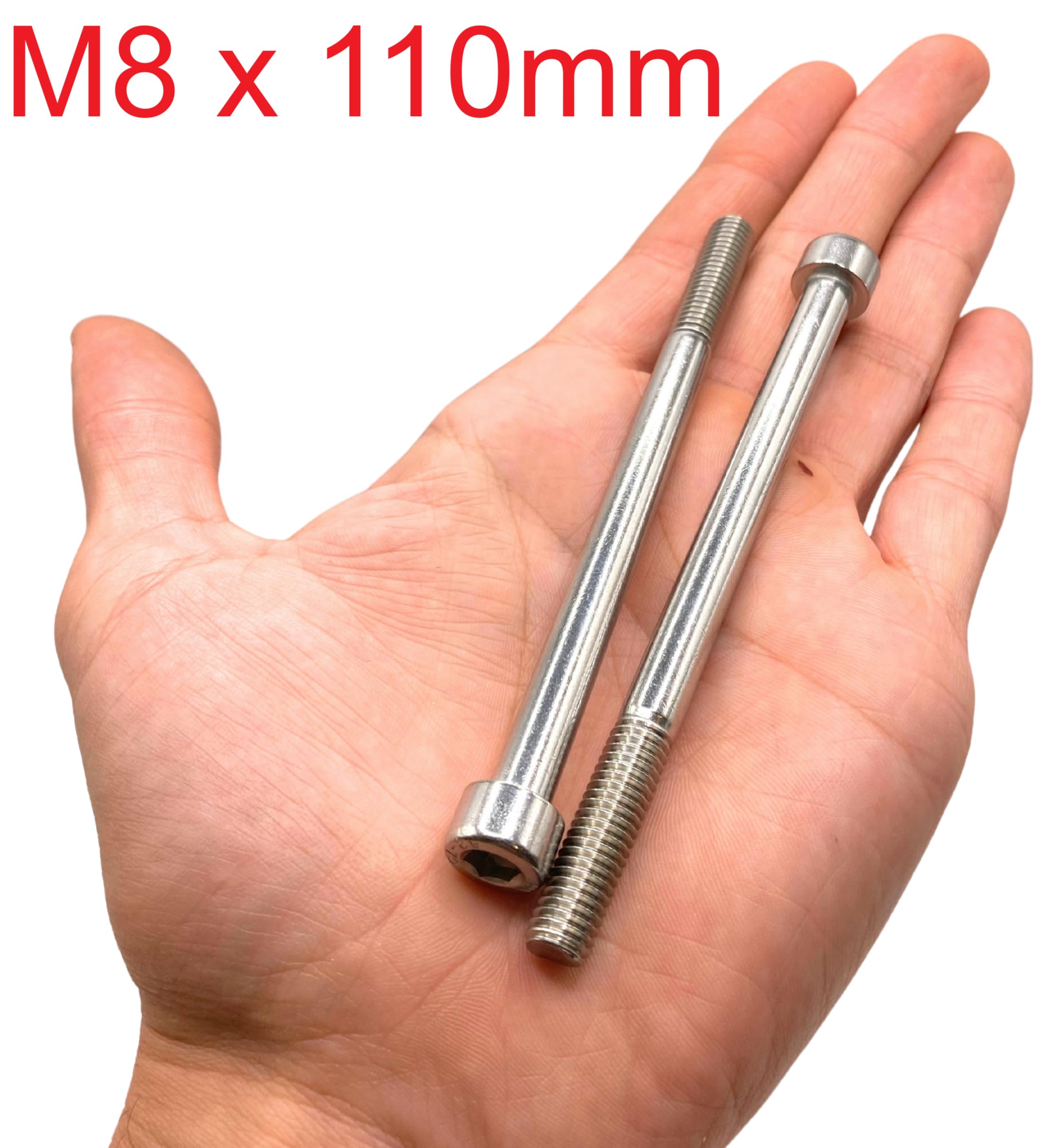 Śruby ze stali nierdzewnej M8x110 mm z łbem cylindrycznym BTR Ø 8 x 110 mm | Śruba M8 x 110 mm CHC z łbem sześciokątnym (klucz imbusowy) | Stal nierdzewna A2-70 (V2A/304) | ISO 4762 / DIN 912: Zestaw