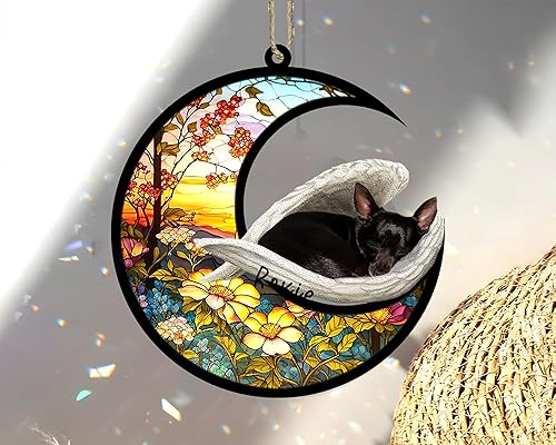 Miniatura 678 de Chow Chow Dog Memorial Suncatcher, adorno de Navidad Chow Chow con nombre, atrapador de pérdida de mascotas, regalos para los amantes de los perros