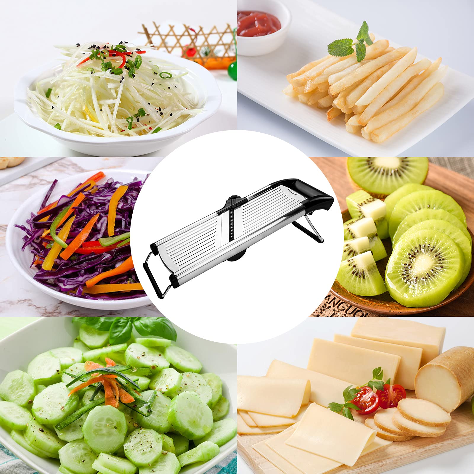 Mandoline Gemüseschneider – Verstellbarer Küchenhobel Mit 4 Klingen & Handschuh – Für Gemüse, Obst, Julienne