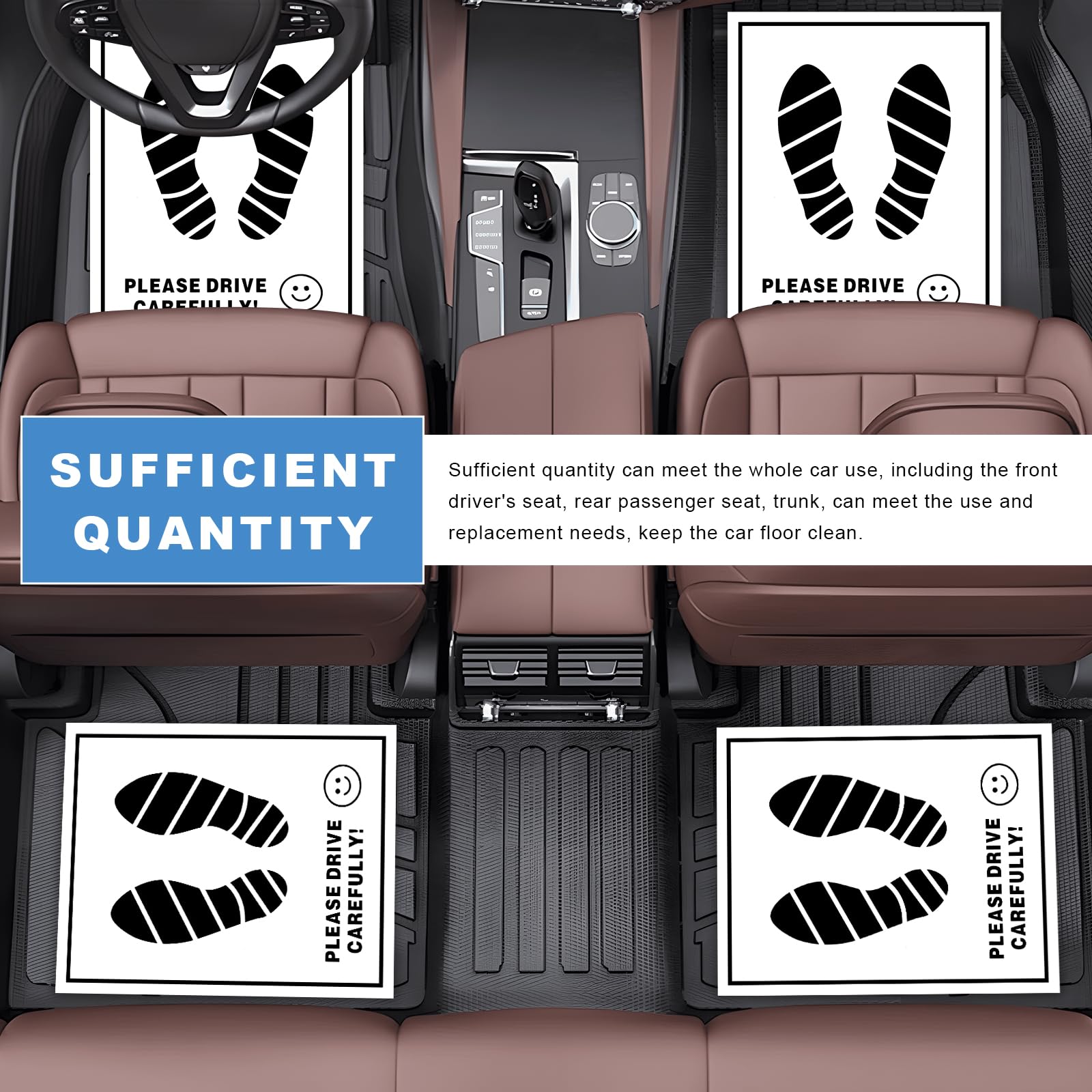 50 PCS Paper Car Floor Mats 15 19 Disposable Waterproof Car Floor Protector with Footprint Words Temporary Foot — view 5