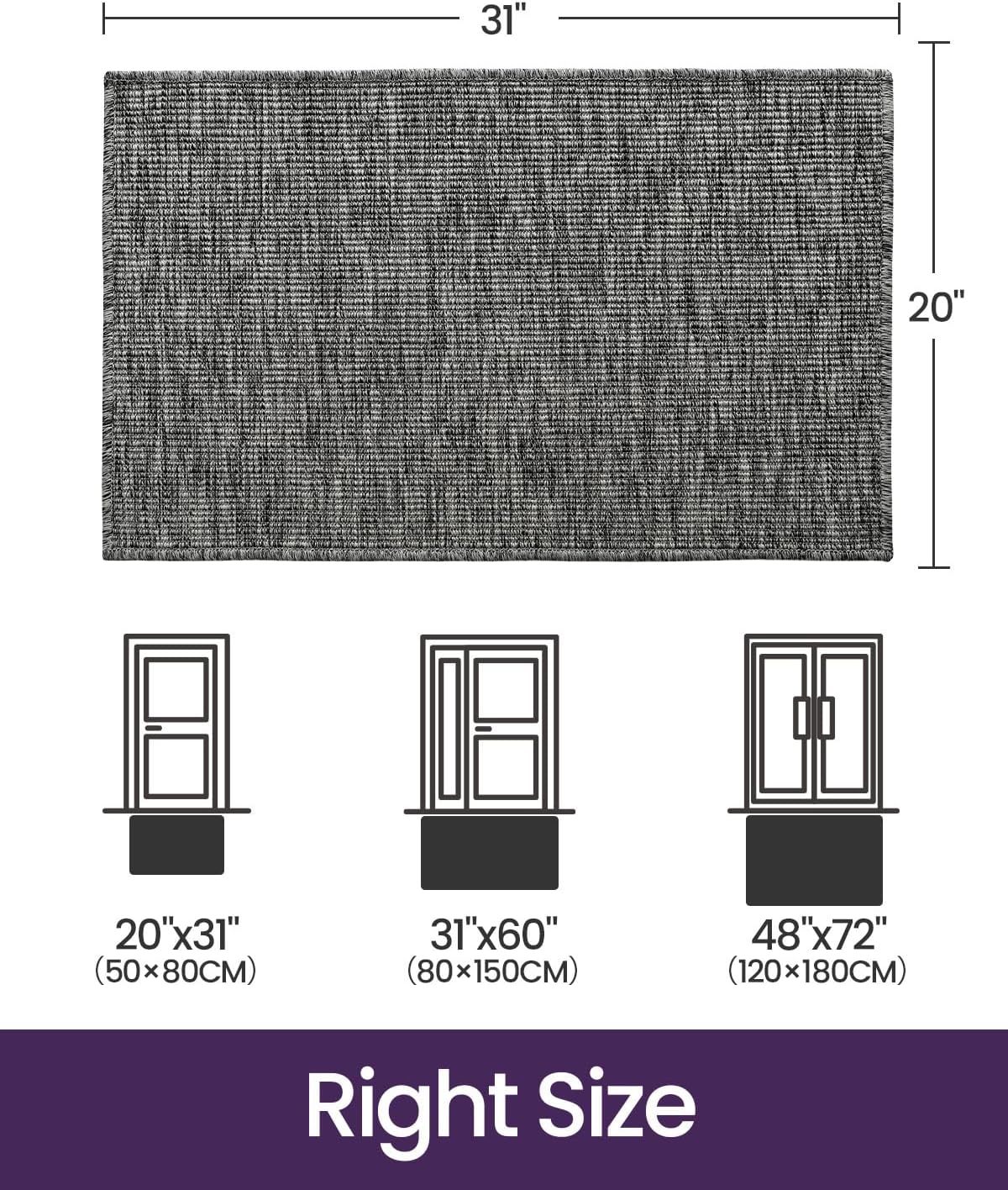 DEXI Dirt Trapper Door Mat with Rug Pad Gripper, 20x31, Dark Grey
