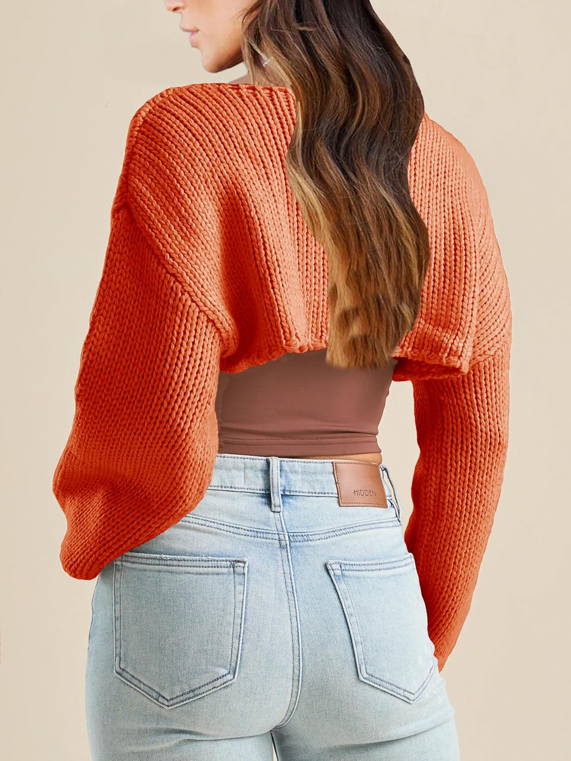 Womens Crochet Crop Tops Shrug Sweater 2026 Y2K Bolero Shoulder Knit Loose Trendy Cropped Sweaters - Image 3