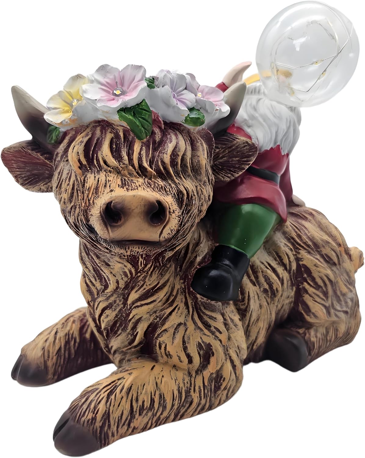 HARUHI Solar Garden Statue LED Outdoor Garden Decor Funny Animal Sculpture for Yard Patio Lawn Weatherproof Resin Birthday Art Gift（Gnome Blowing Bubbles）