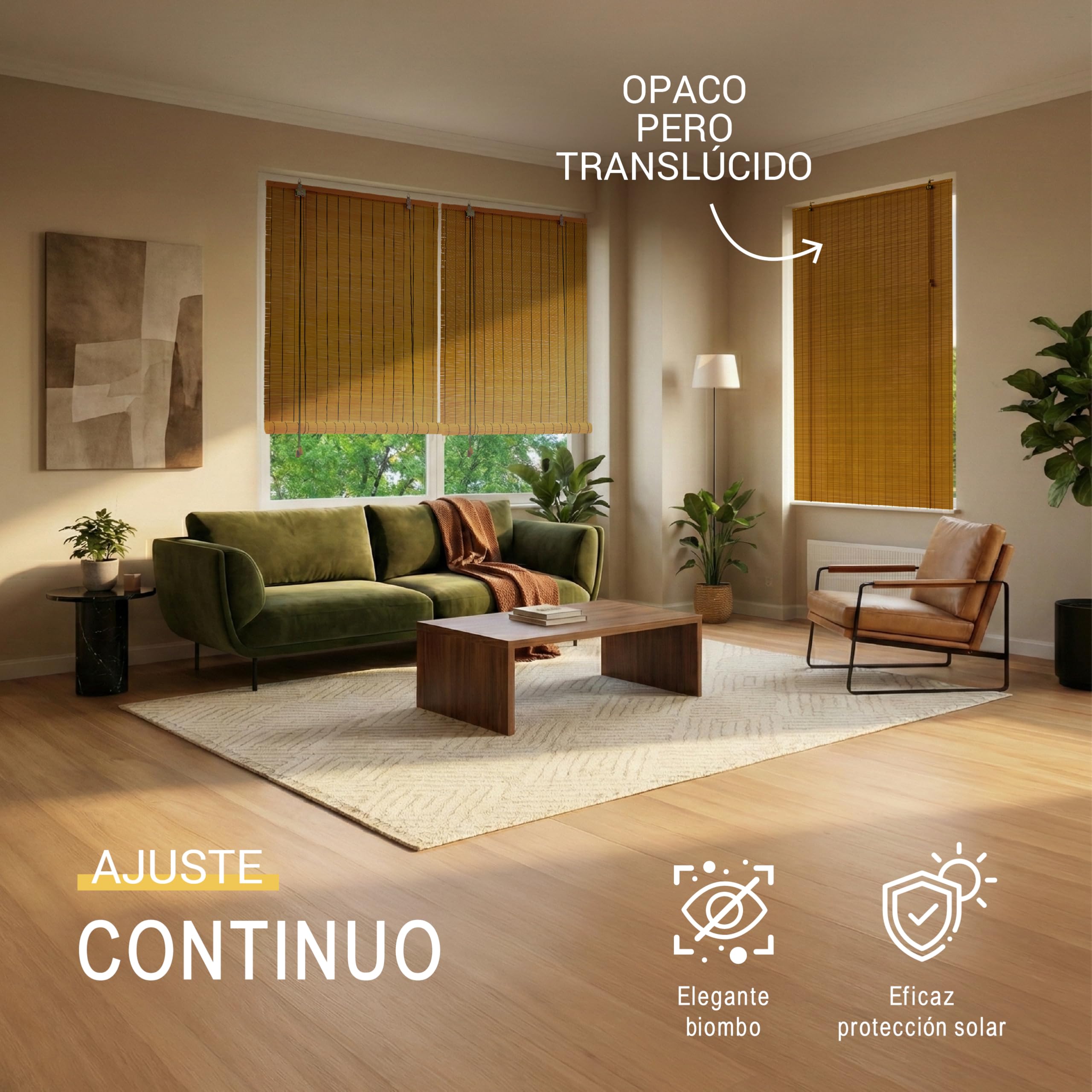 Sol Royal Estor Bambú sin Taladrar 90x220 cm – Estor Enrollable de Madera Natural para Ventana Interior – Persiana Opaca Protección Solar y Privacidad – BR7 | BR7 Estor de madera para ventana, 90 x 220 cm, 90 cm de ancho, opaco, protección solar, estor de