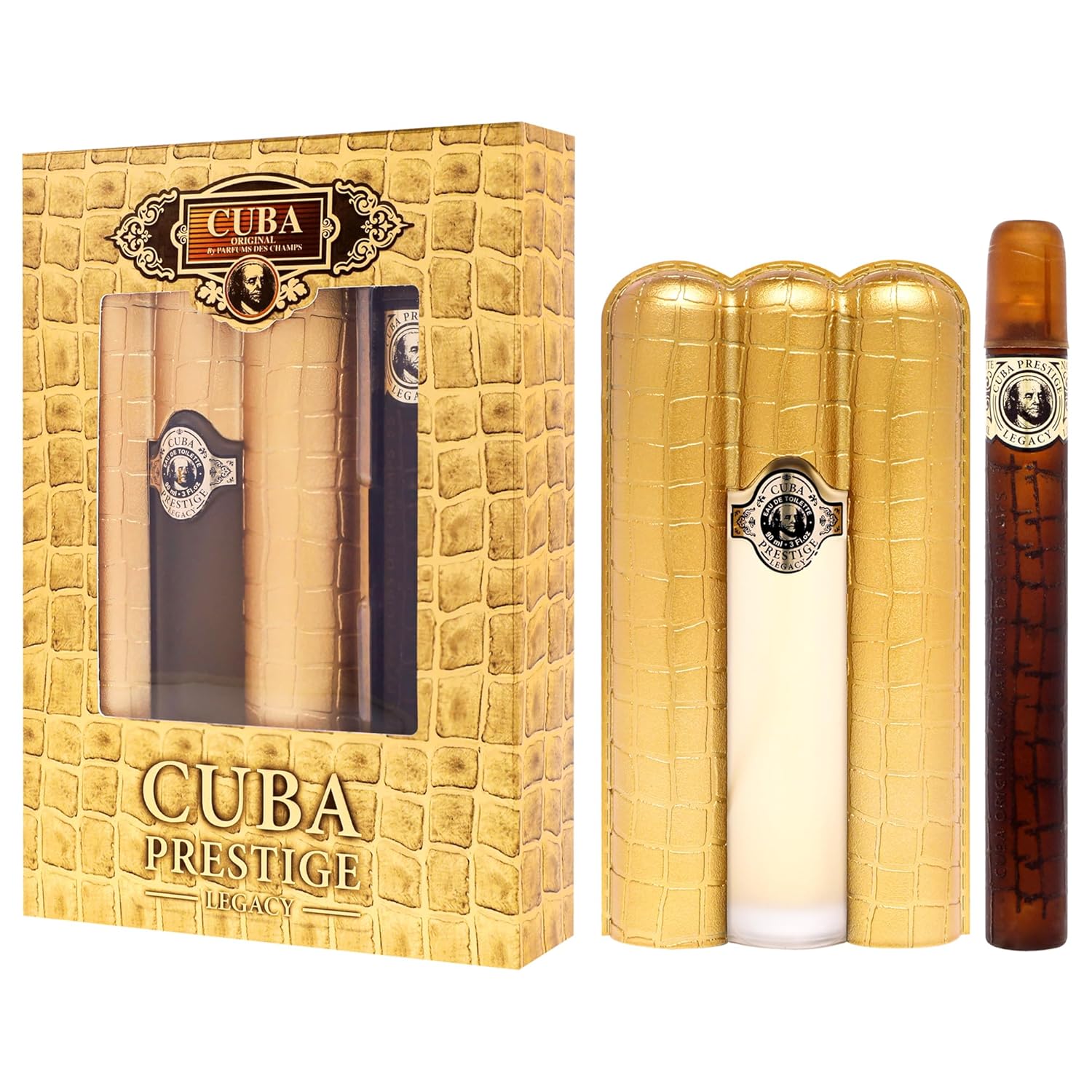 Cuba Prestige Legacy 2 Pieces Gift Set for Men, (3.0 Ounce Eau de Toilette Spray + 1.17 Ounce Eau de Toilette Spray)