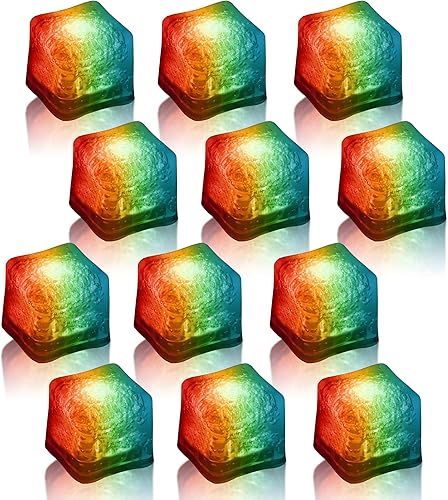 Windy City Novelties - Paquete de 12 cubos de hielo LED con luz multicolor con luces cambiantes, para recuerdos de fiesta a granel, suministros de