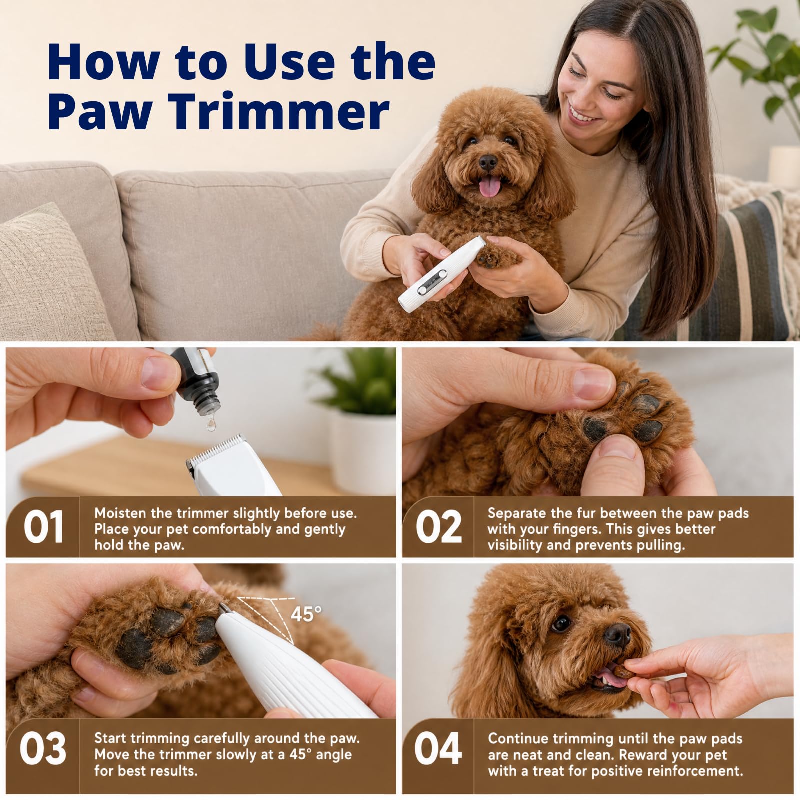 Silent Pet Paw Trimmer | Recortadora de patas inalámbrica para aseo