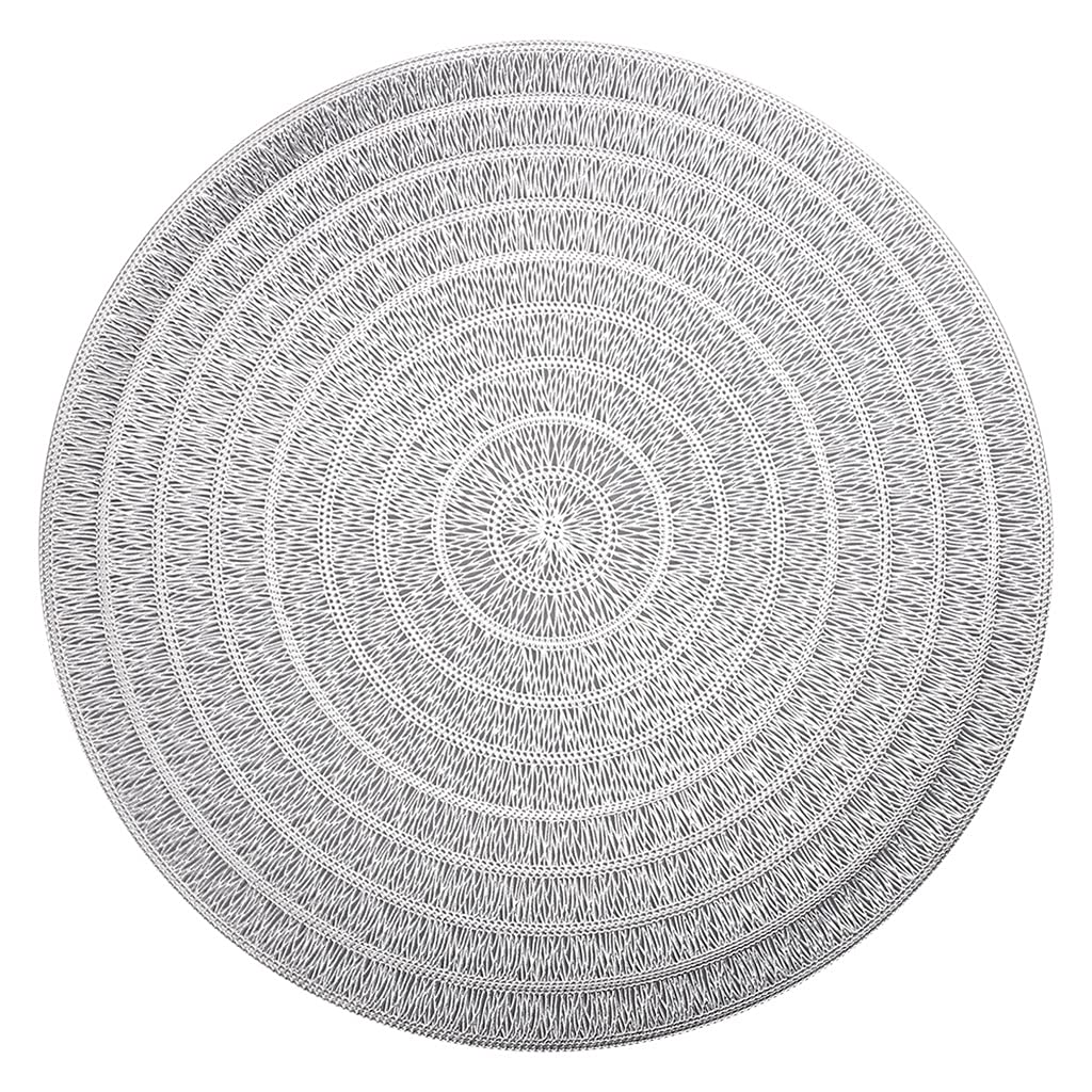 8 Pcs/lot Napperon Lavable PVC Table À Manger Tapis Creux Résistant Aux Taches Tissu Disque Bol Dessous De Verre Antidérapant (Couleur : Argent) HGCHH