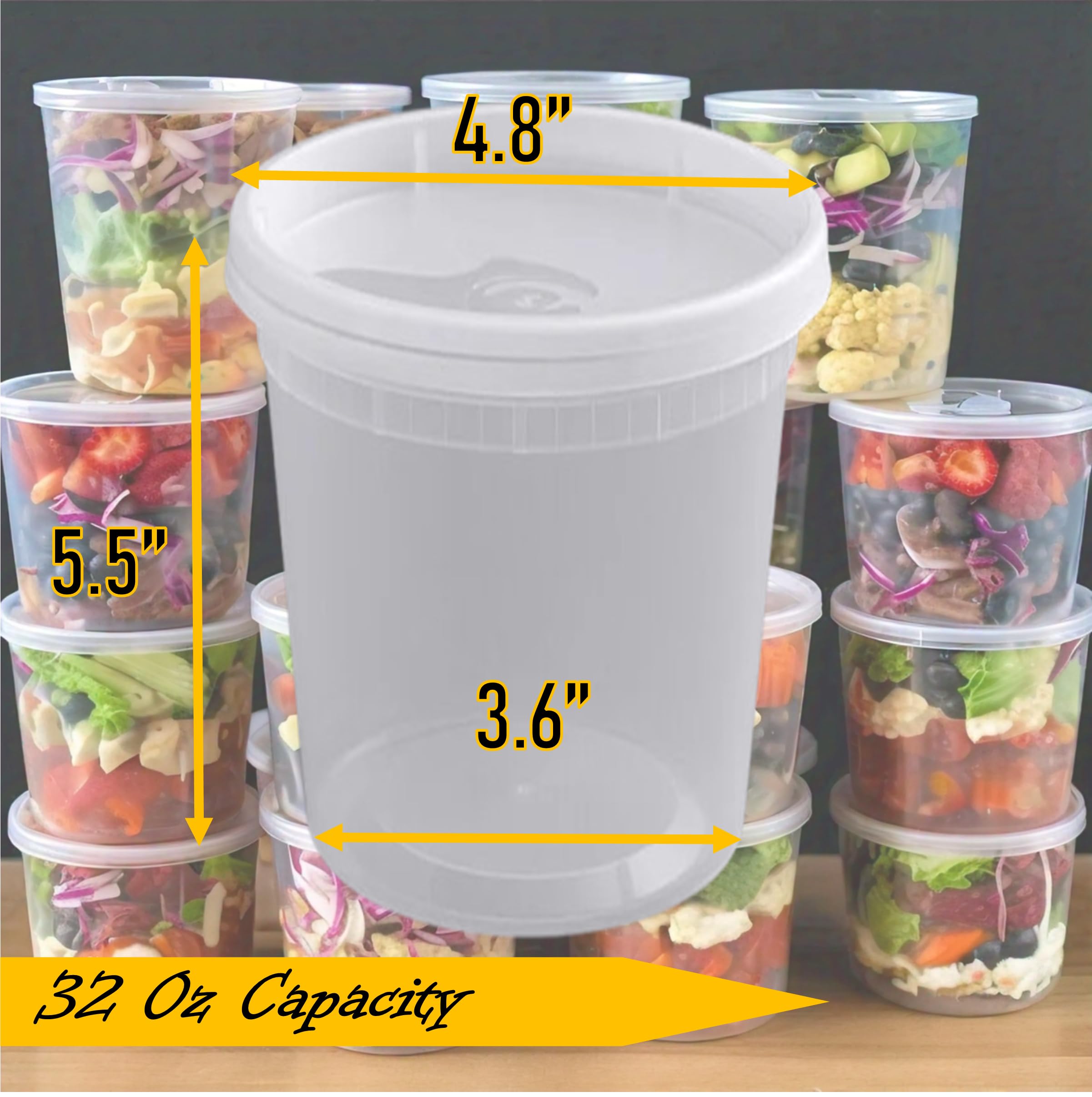 Amazon.com: Mr Miracle Deli Containers with Lids - 12 Pack of 32