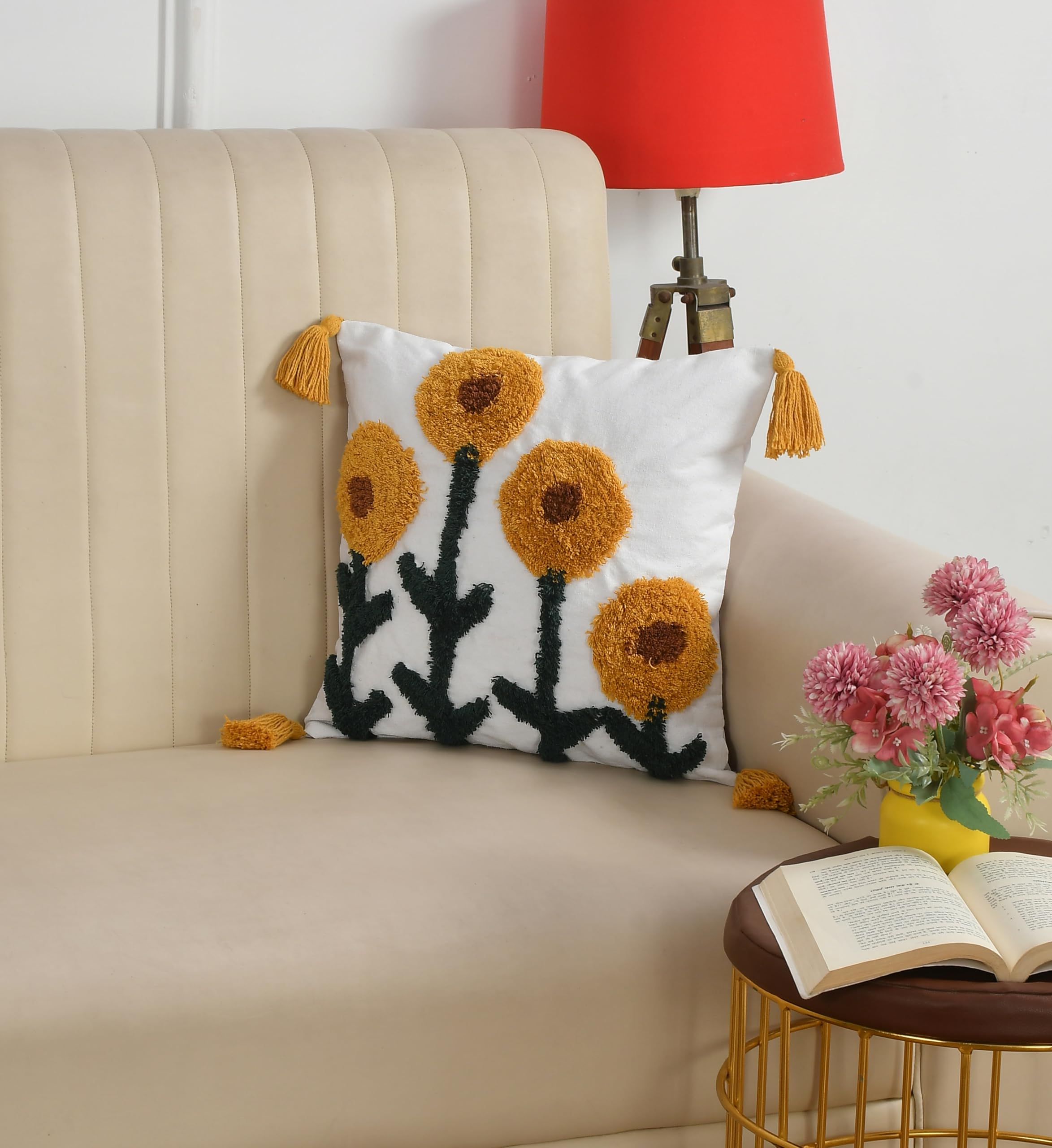 Tufted Cushion Cover 16 inch x 16 inch | Bedroom Cushions Set for Bed | Living Room Cushions for Sofa | Pack of 1-image-41