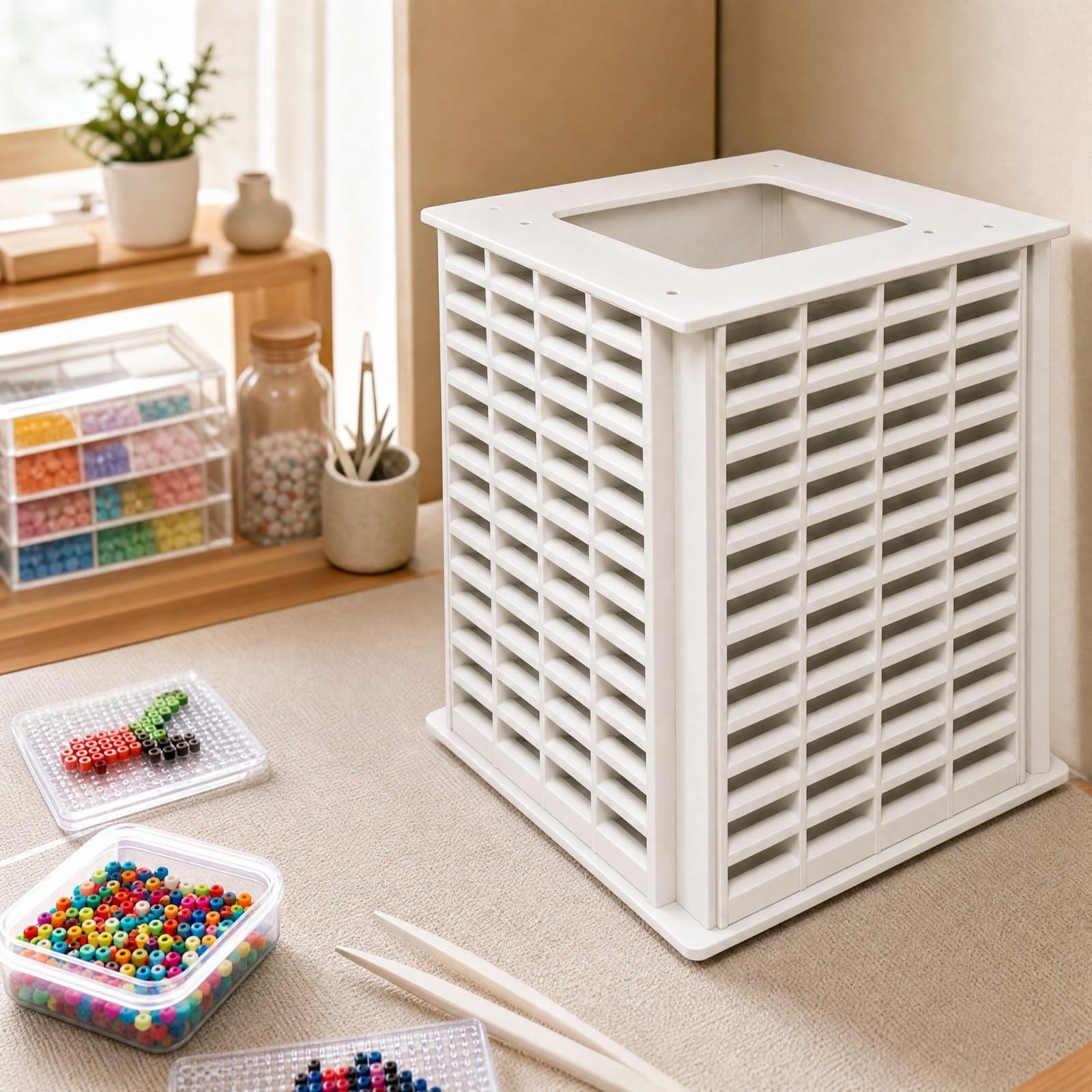 Organizer Girevole a 260 Scomparti Alta Capacità Organizzatore con Base Girevole Resisn All'umidità Portaoggetti da Tavolo in PVC per Studio, Metallo Orizzontale