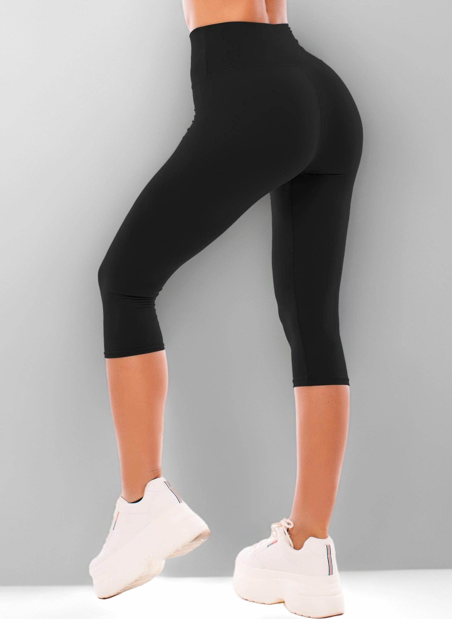 High Waisted Capri 3/4 Length Leggings for Women, Buttery Soft Elastic Opaque Tummy Control Leggings, Cropped Trousers for Workout Gym Yoga