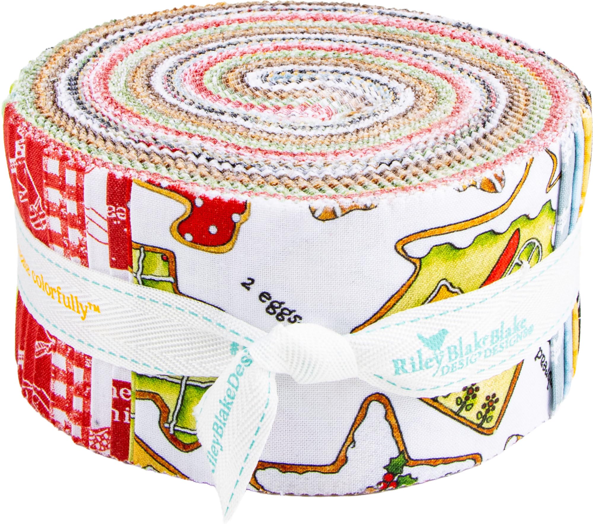 J Wecker Frisch Gingerbread Rolie Polie 40 2.5-inch Strips Jelly Roll Riley Blake RP-17840-40