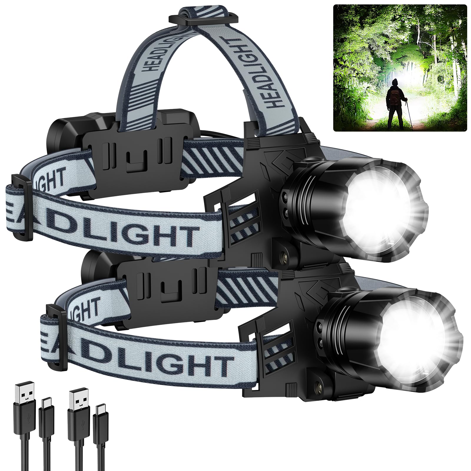 Faros delanteros recargables de 99000 lm y lámpara LED con sensor para frente 8