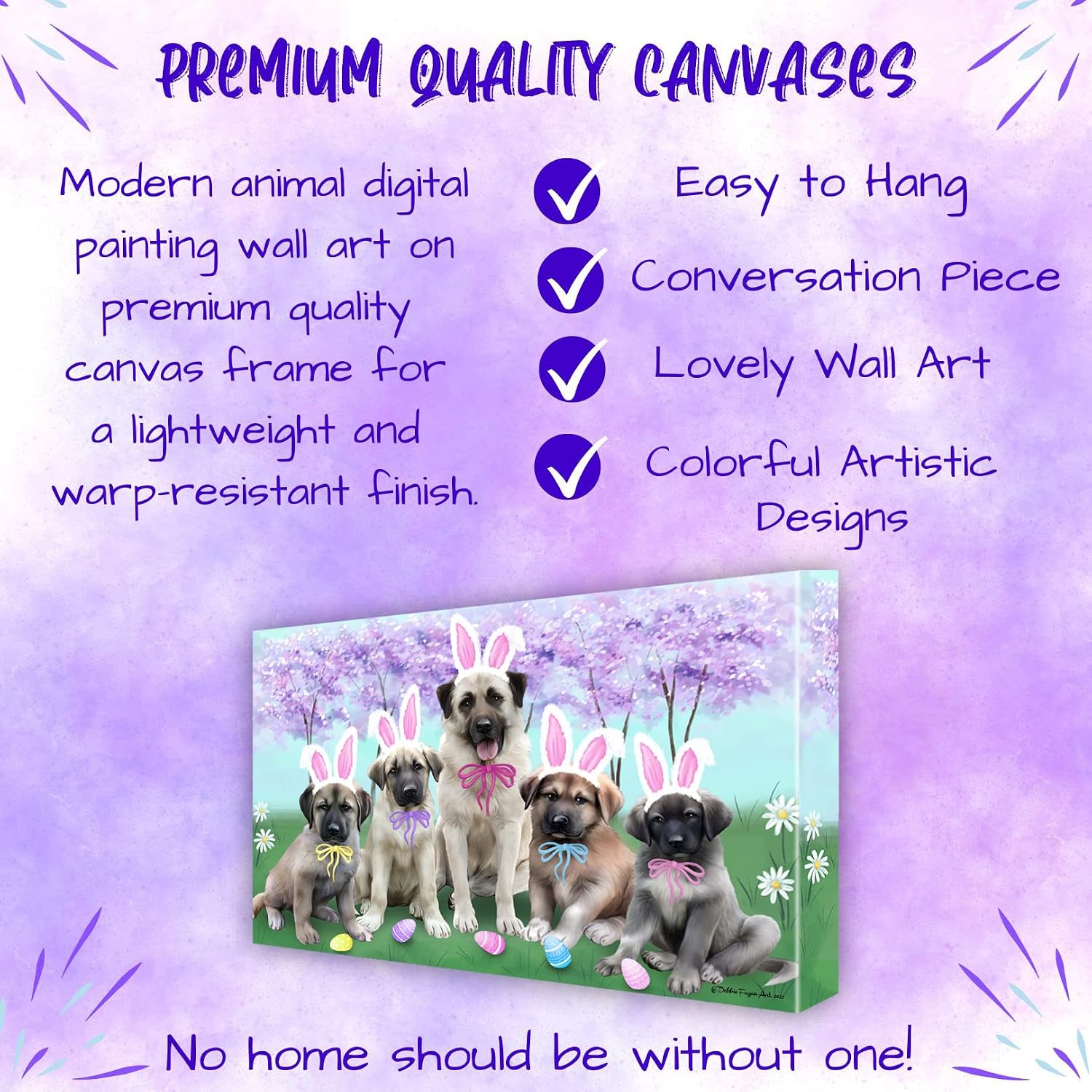 Doggie of the Day Easter Family with Anatolian Shepherd Dogs Canvas Wall Art - Premium Quality Ready to Hang Room Decor - Flat Rolled 11" x 14"