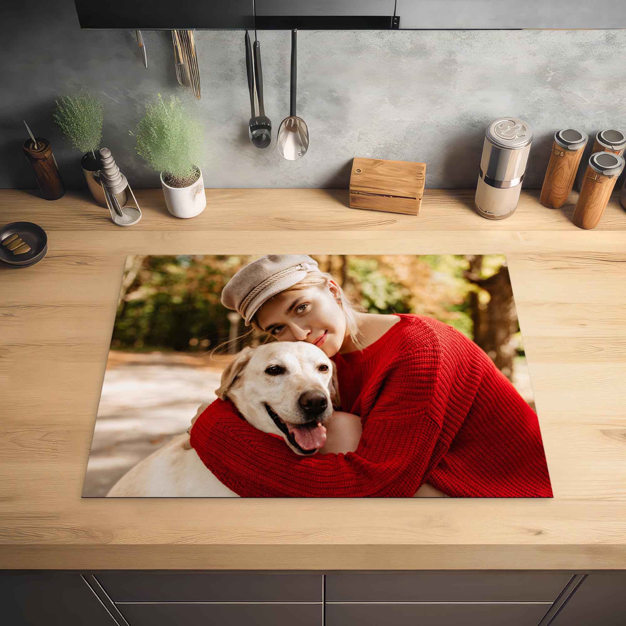 KitchenYeah© Herdabdeckplatte Personalisiert Einteilig Küche Abdeckplatte für Ceranfeld Abdeckung Induktionskochfeld Aufrollbare Matte dein Foto - Bild - 52L x 60B cm