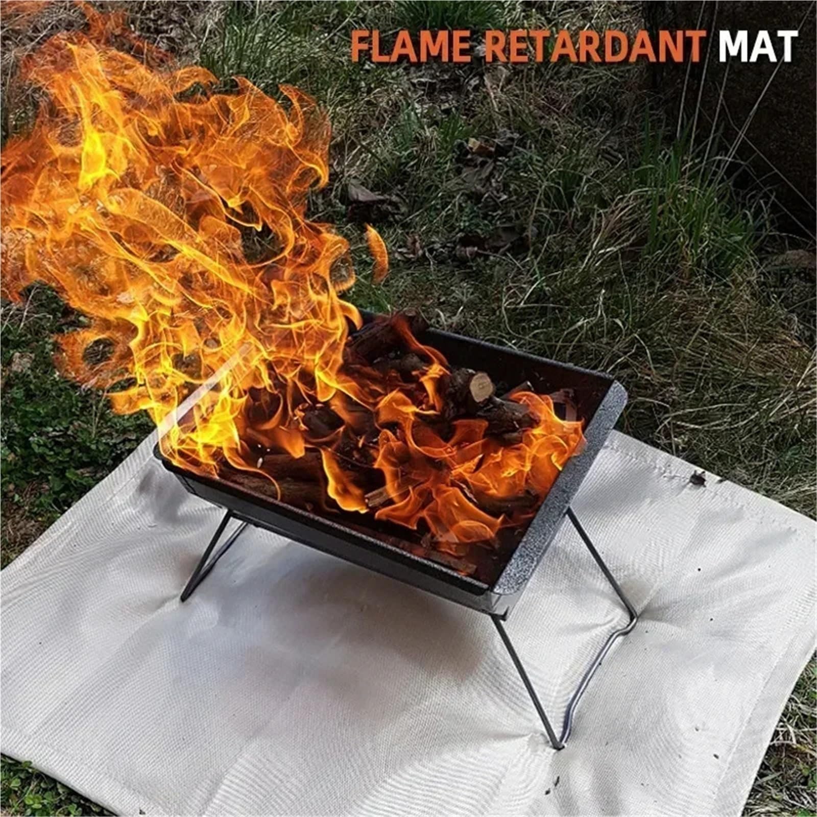 Manta ignífuga de fibra vidrio for acampar al aire libre, picnic, barbacoa, aislamiento, manta alta temperatura(Silicone-XL-105X60cm)
