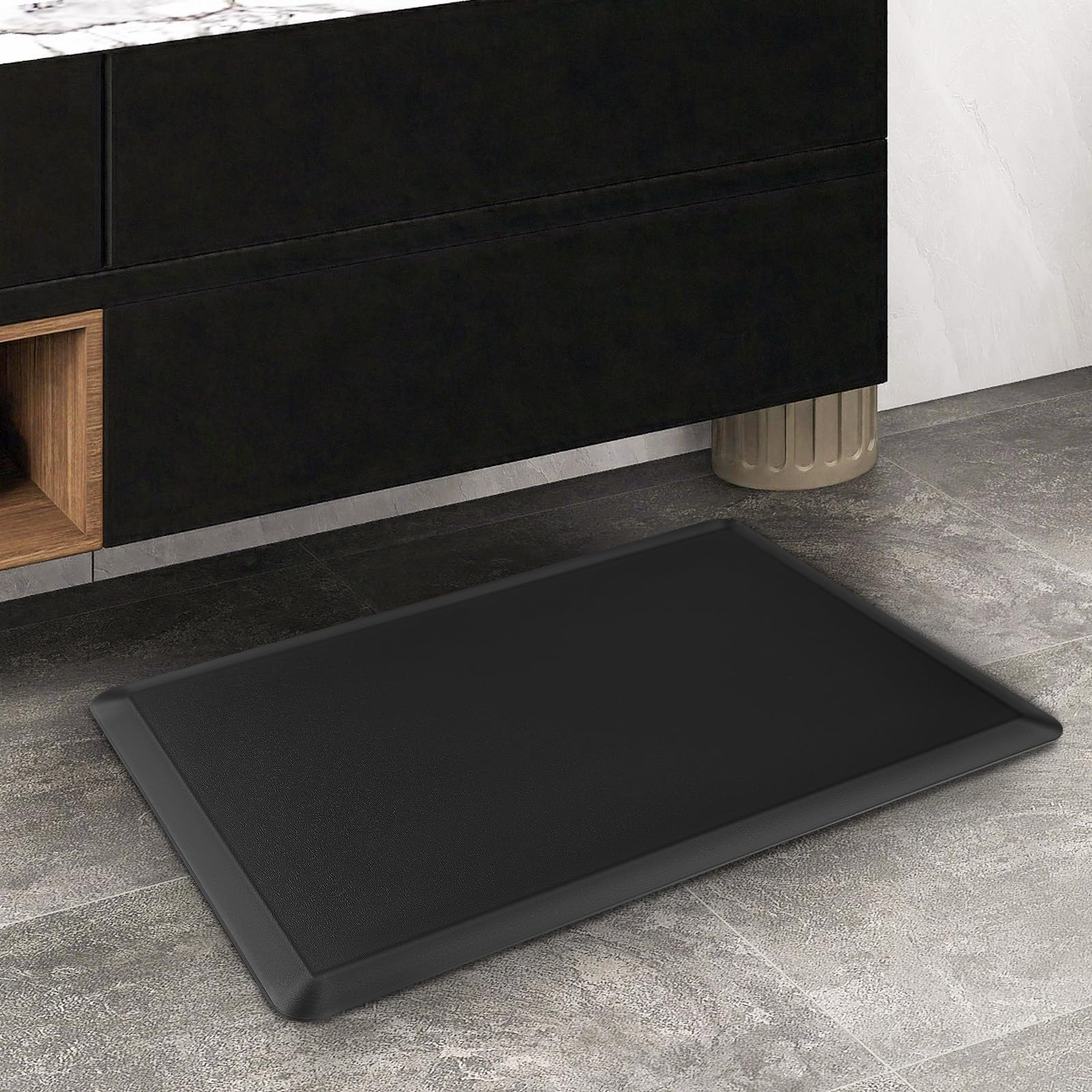 HEMOTON Anti Ermüdungsmatte rutschfest und Leicht zu Reinigen Schwarze aus PVC und Schaumstoff 44x71x1,2cm für Küche und Büro für Stehpulte und Kassenbereiche